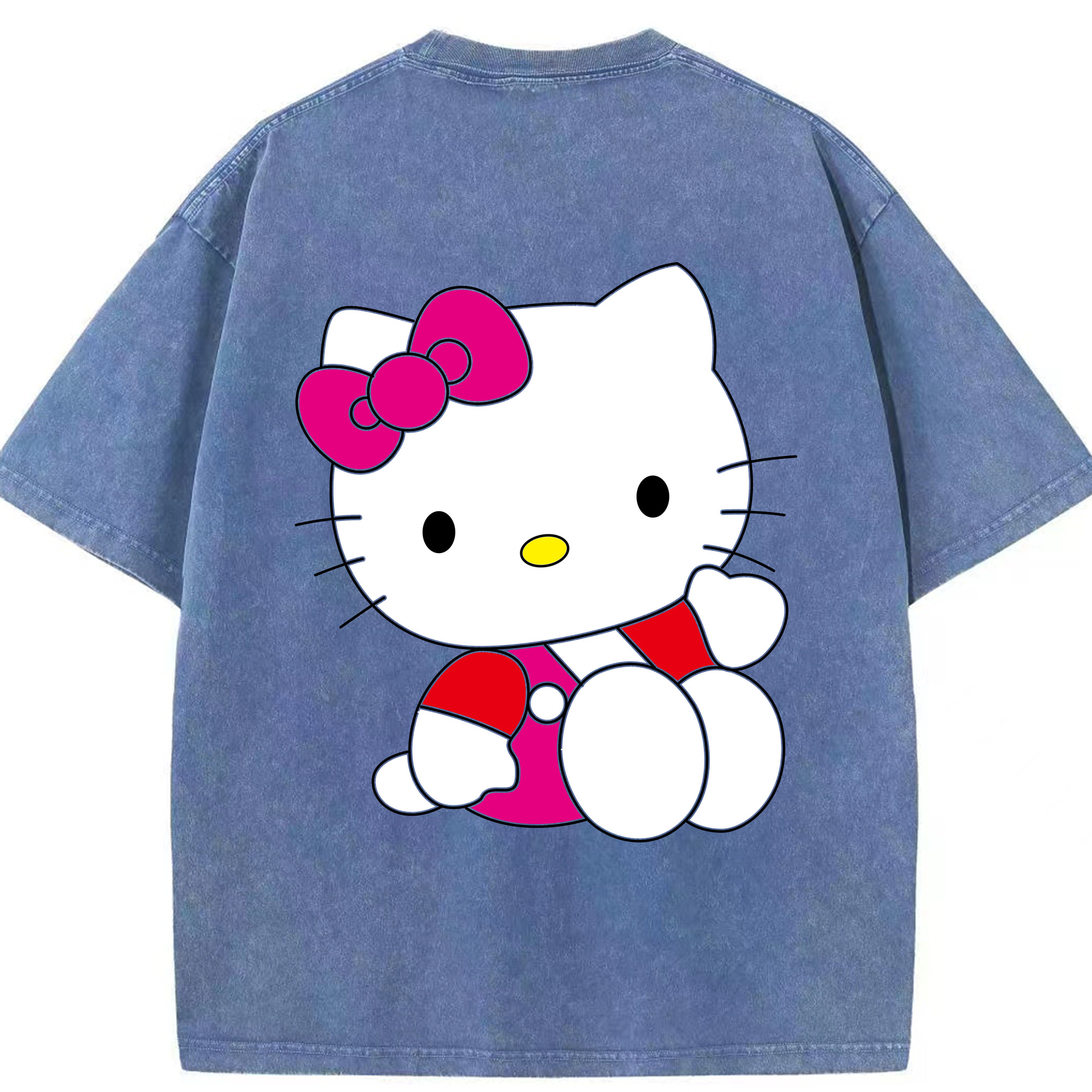 （画像用） Hello Kitty ハローキティ 綿100% ヴィンテージ風 半袖Tシャツ（背面プリント）