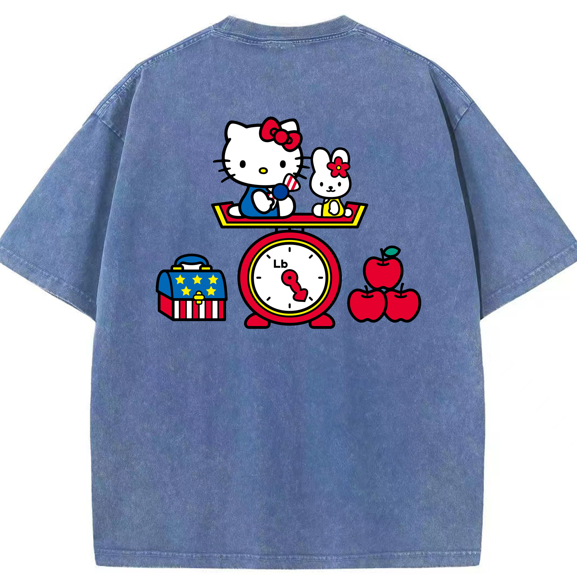 （画像用） Hello Kitty ハローキティ 綿100% ヴィンテージ風 半袖Tシャツ（背面プリント）