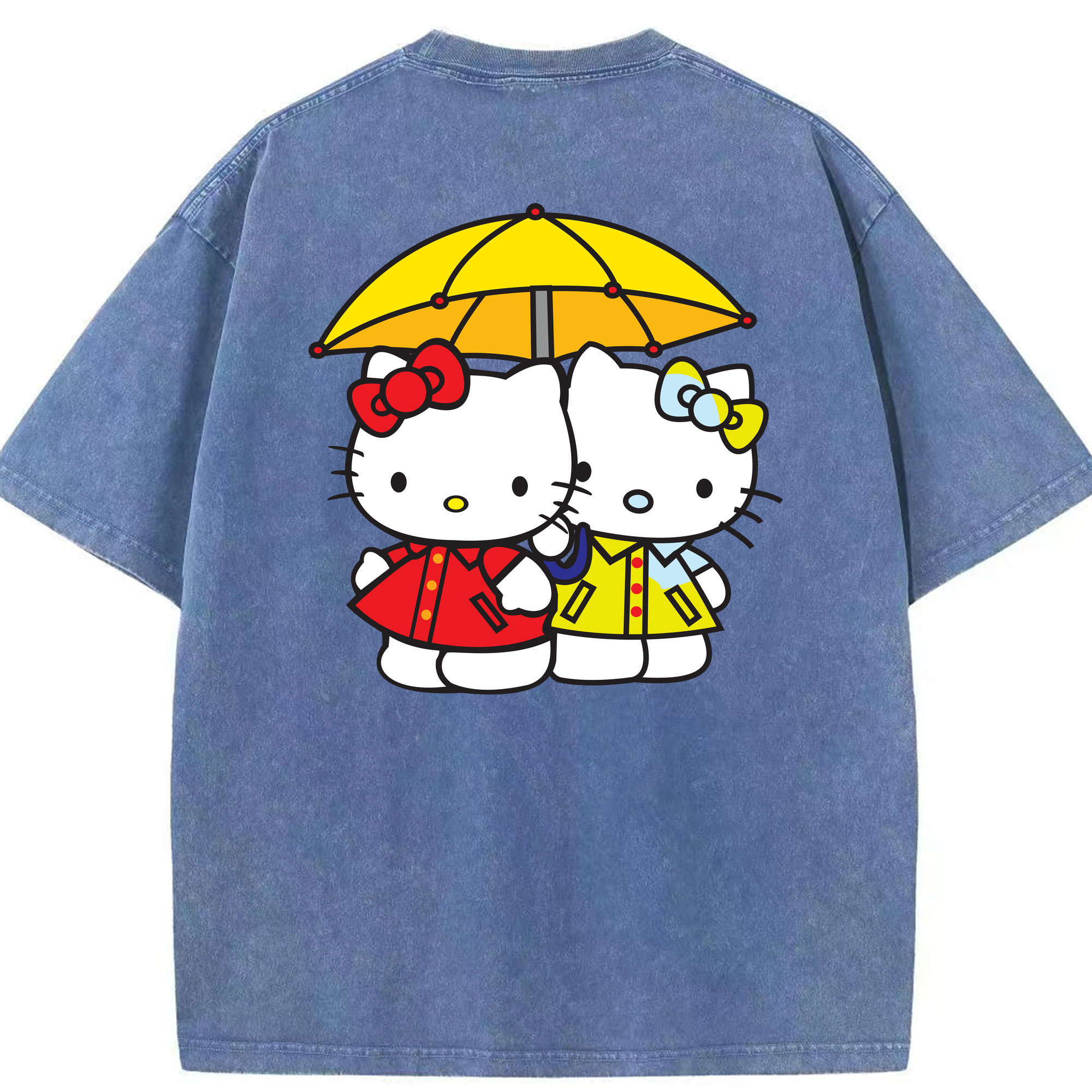 （画像用） Hello Kitty ハローキティ 綿100% ヴィンテージ風 半袖Tシャツ（背面プリント）