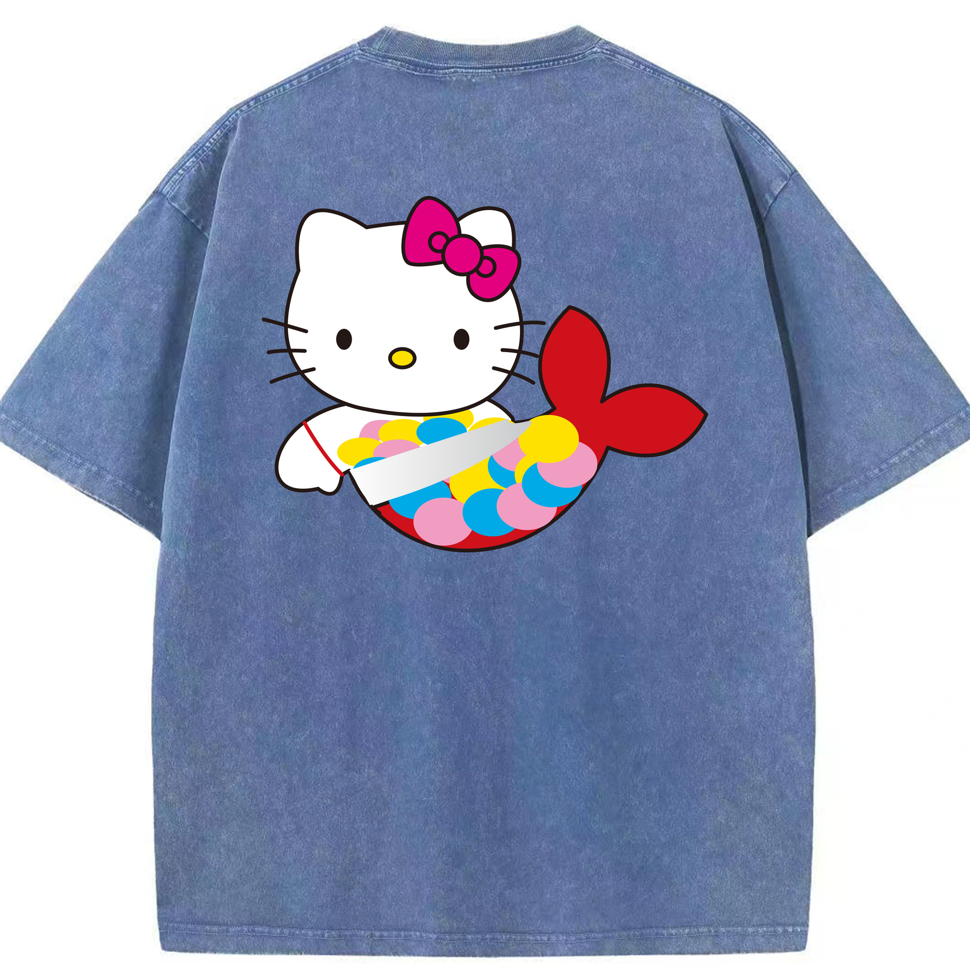 （画像用） Hello Kitty ハローキティ 綿100% ヴィンテージ風 半袖Tシャツ（背面プリント）