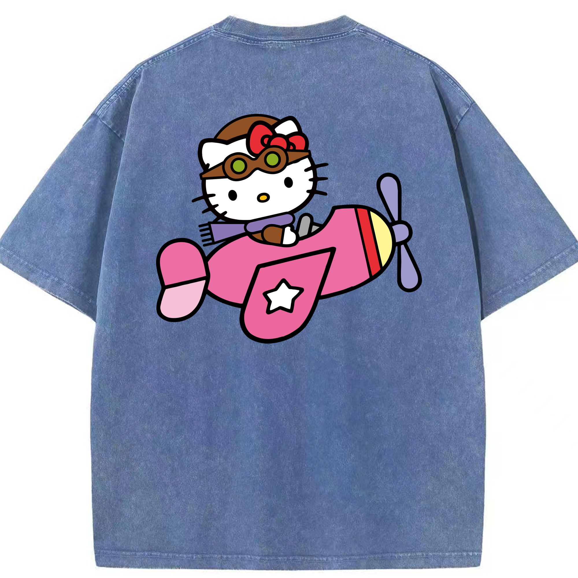 （画像用） Hello Kitty ハローキティ 綿100% ヴィンテージ風 半袖Tシャツ（背面プリント）
