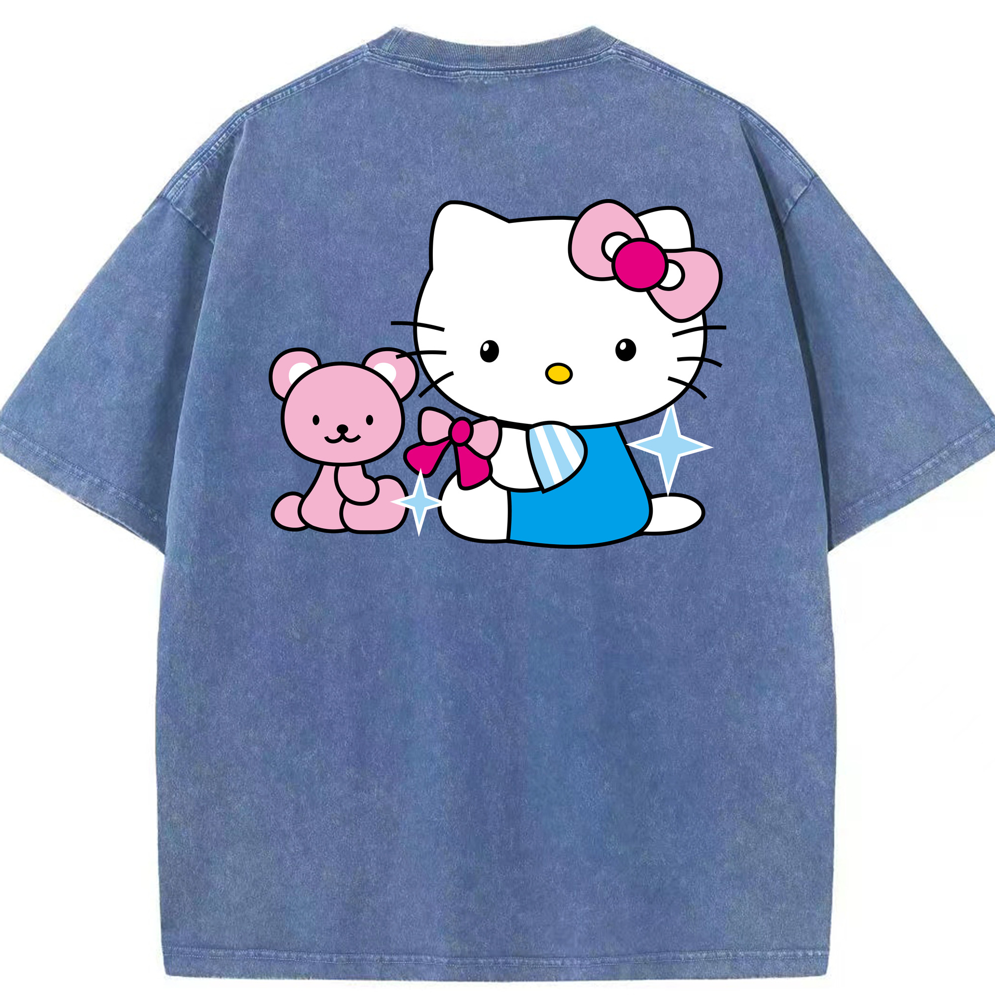 （画像用） Hello Kitty ハローキティ 綿100% ヴィンテージ風 半袖Tシャツ（背面プリント）
