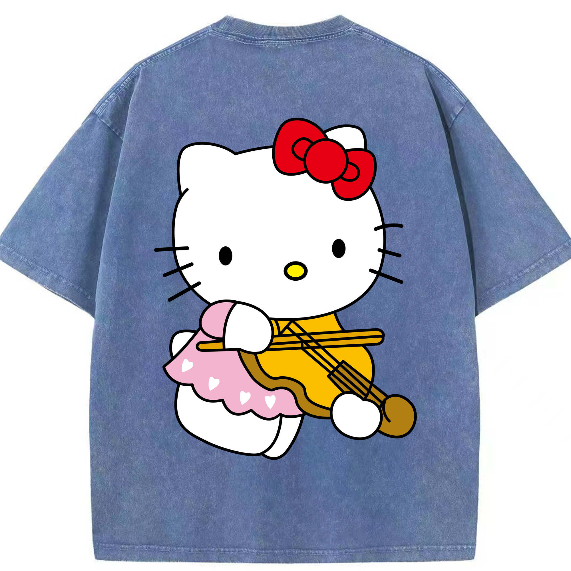 （画像用） Hello Kitty ハローキティ 綿100% ヴィンテージ風 半袖Tシャツ（背面プリント）
