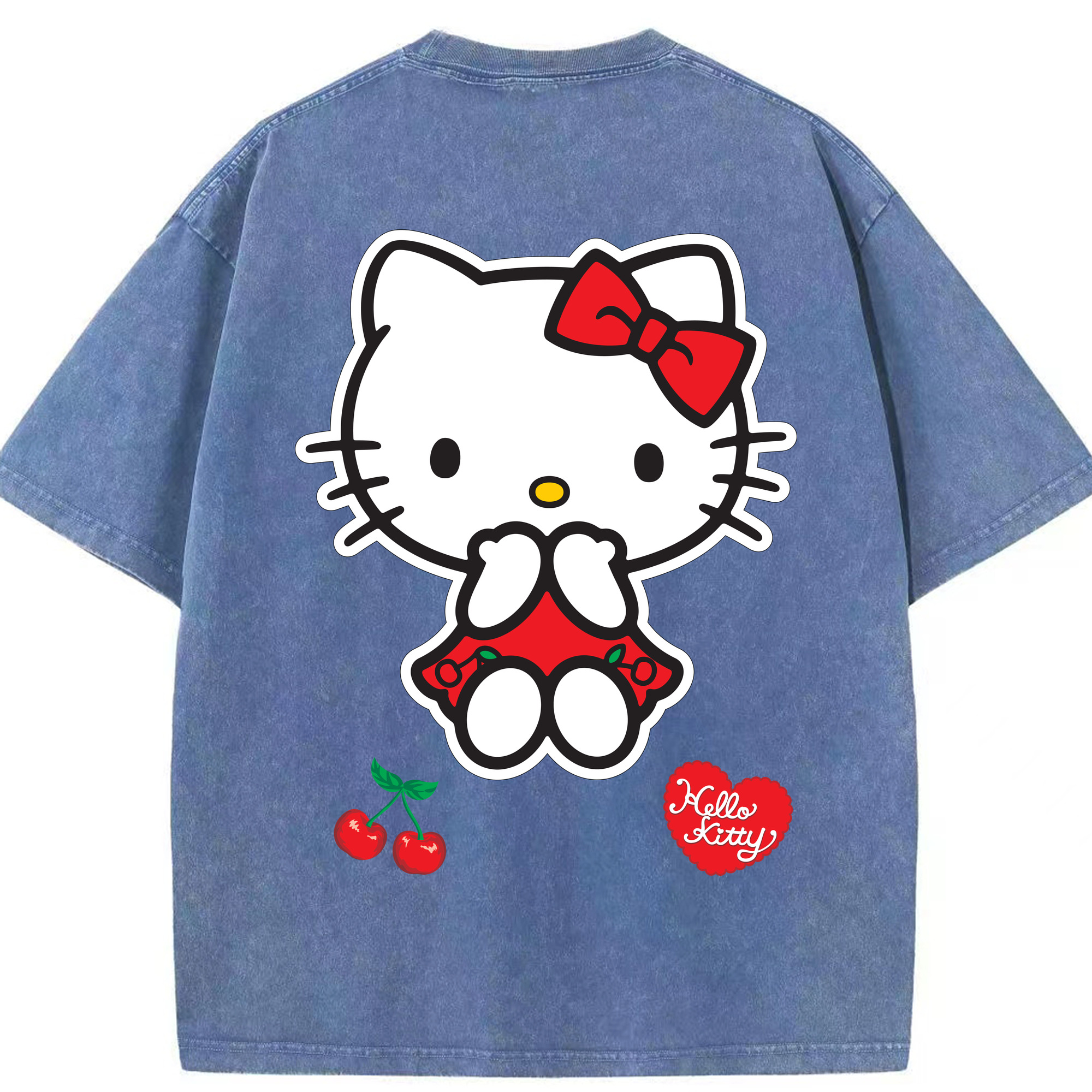（画像用） Hello Kitty ハローキティ 綿100% ヴィンテージ風 半袖Tシャツ（背面プリント）