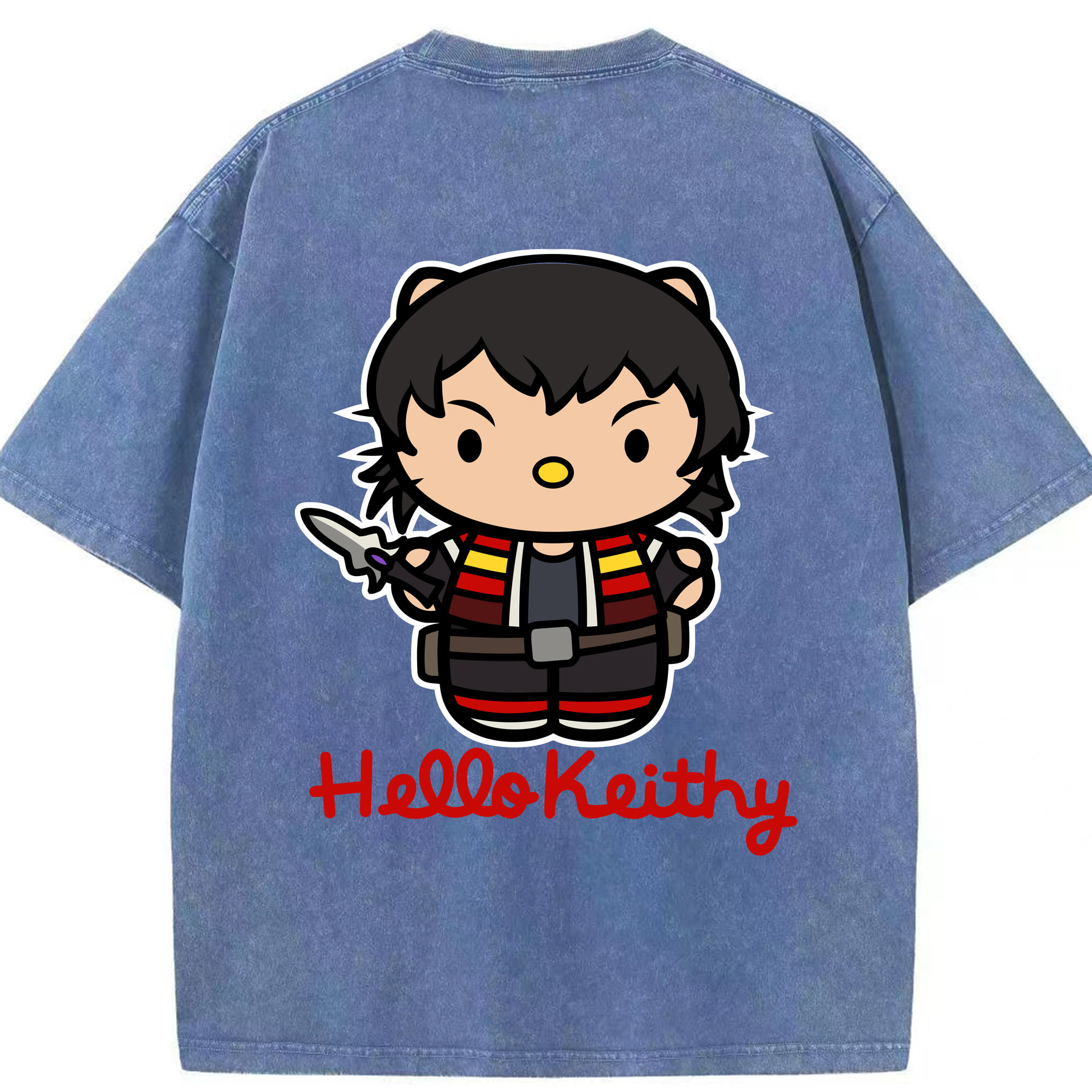 （画像用） Hello Kitty ハローキティ 綿100% ヴィンテージ風 半袖Tシャツ（背面プリント）