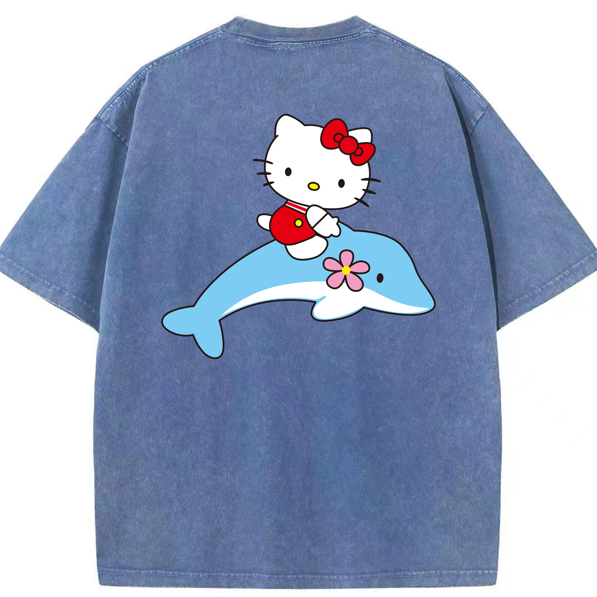 （画像用） Hello Kitty ハローキティ 綿100% ヴィンテージ風 半袖Tシャツ（背面プリント）