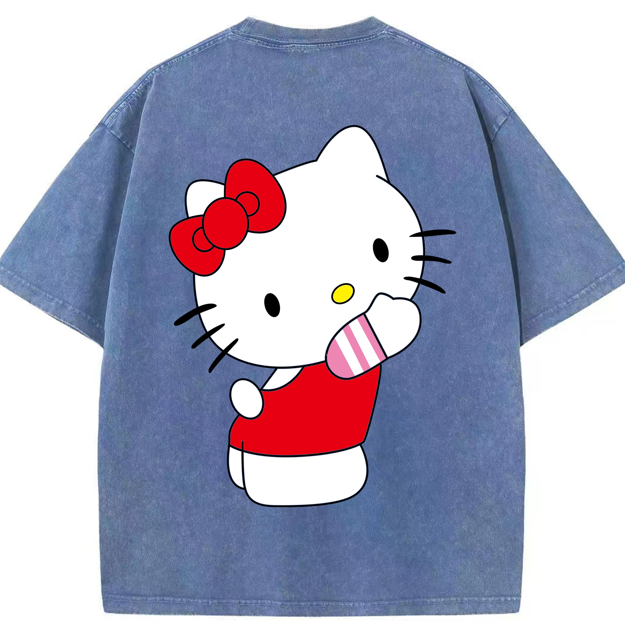 （画像用） Hello Kitty ハローキティ 綿100% ヴィンテージ風 半袖Tシャツ（背面プリント）