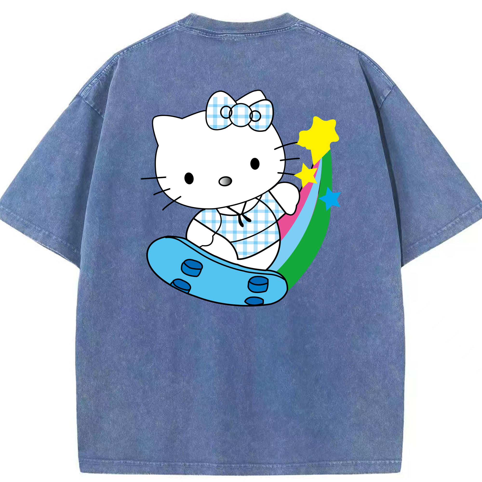 （画像用） Hello Kitty ハローキティ 綿100% ヴィンテージ風 半袖Tシャツ（背面プリント）