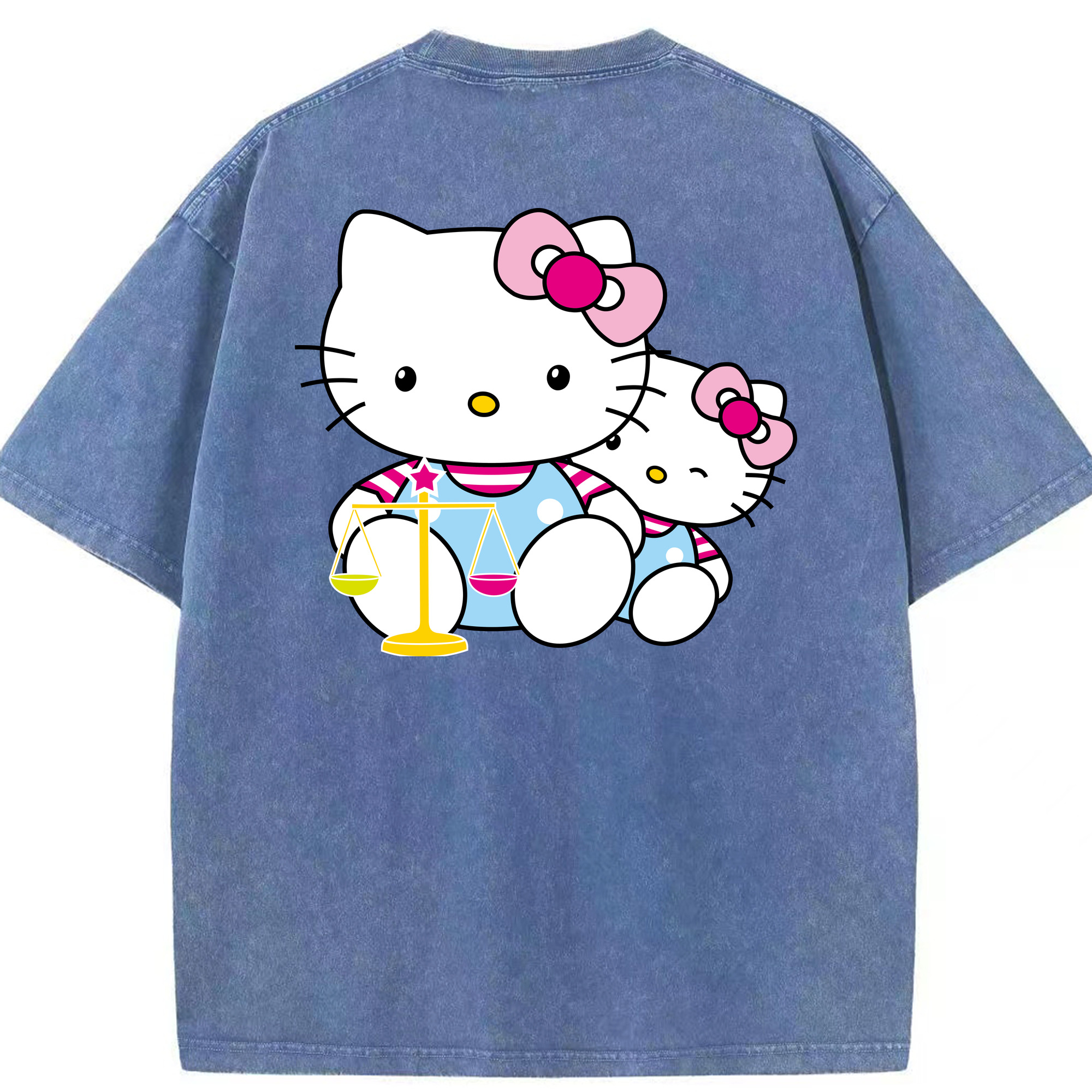 （画像用） Hello Kitty ハローキティ 綿100% ヴィンテージ風 半袖Tシャツ（背面プリント）