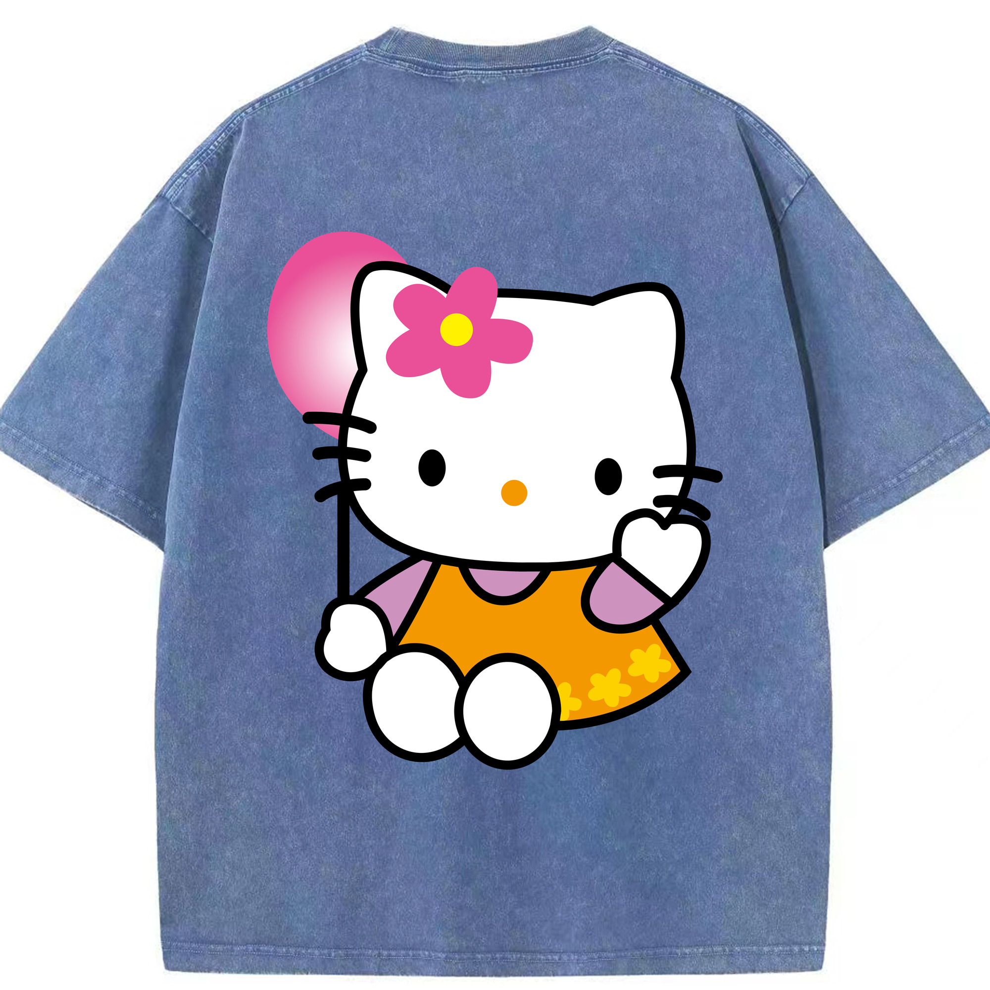 （画像用） Hello Kitty ハローキティ 綿100% ヴィンテージ風 半袖Tシャツ（背面プリント）