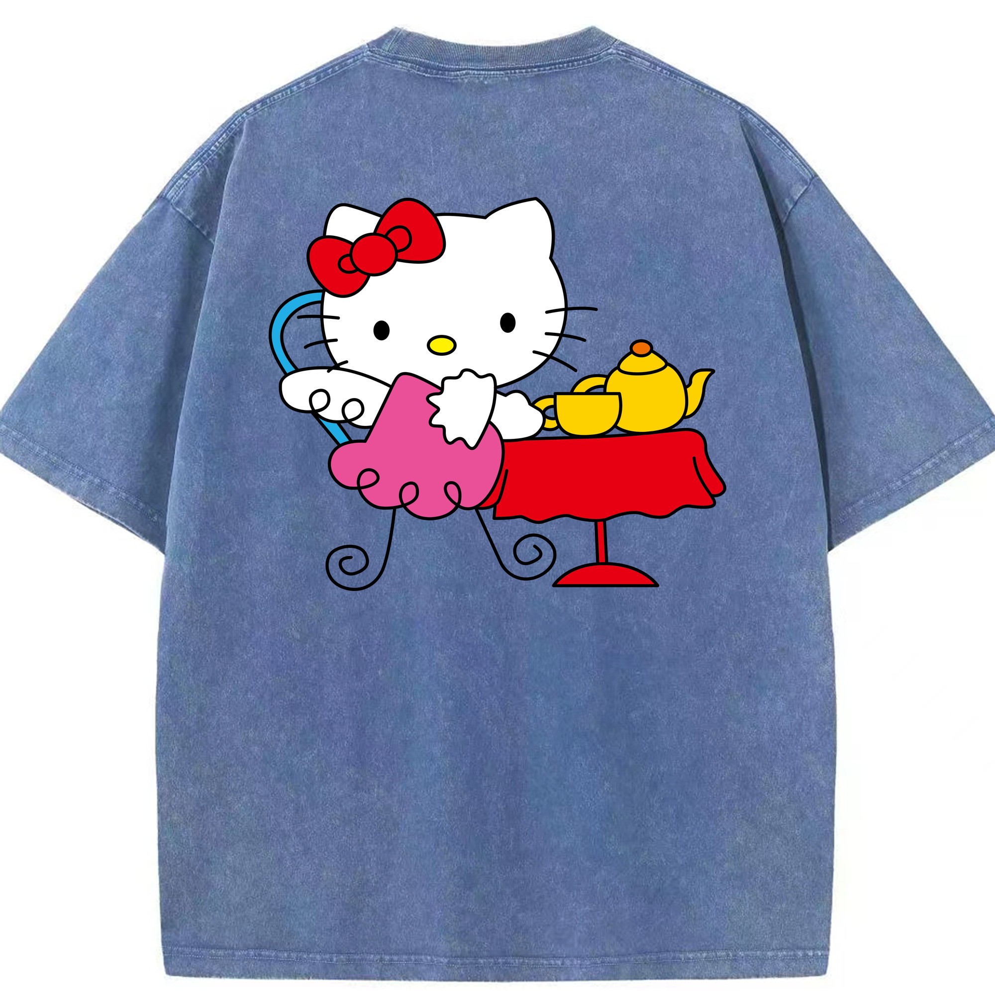（画像用） Hello Kitty ハローキティ 綿100% ヴィンテージ風 半袖Tシャツ（背面プリント）