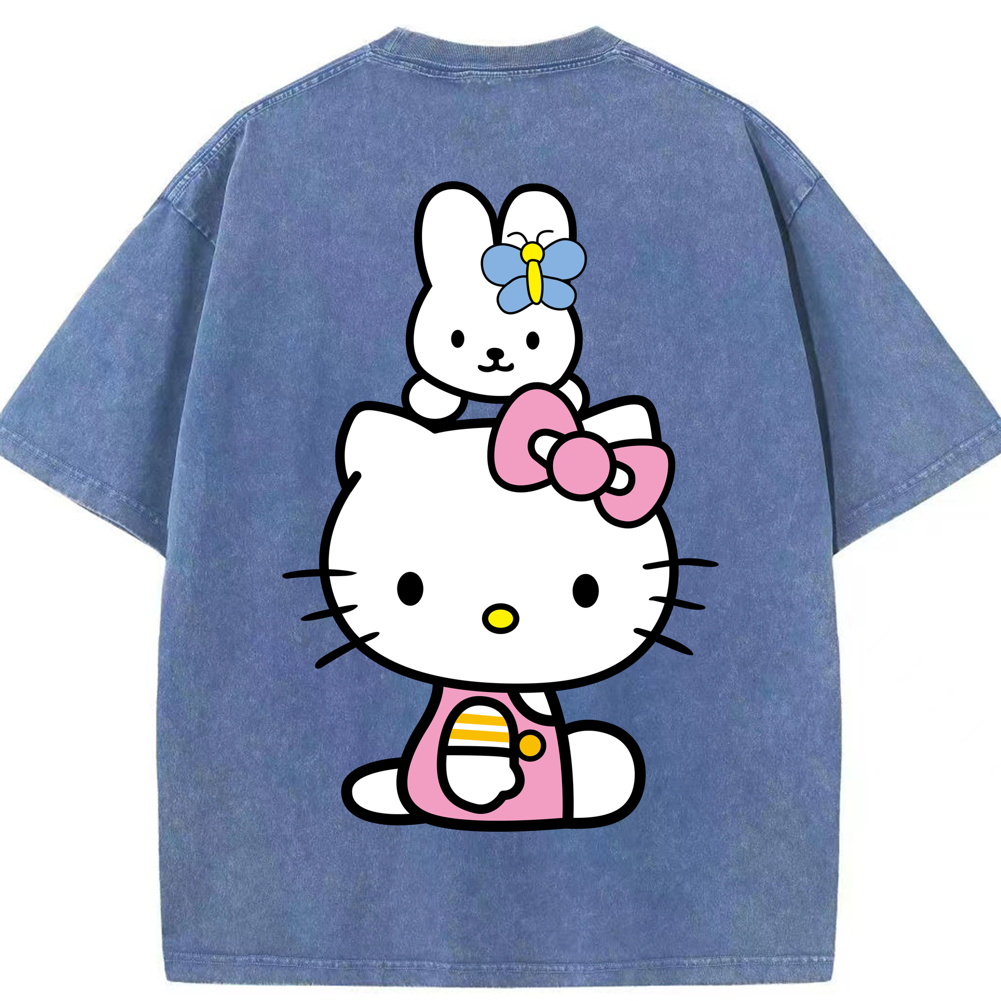（画像用） Hello Kitty ハローキティ 綿100% ヴィンテージ風 半袖Tシャツ（背面プリント）