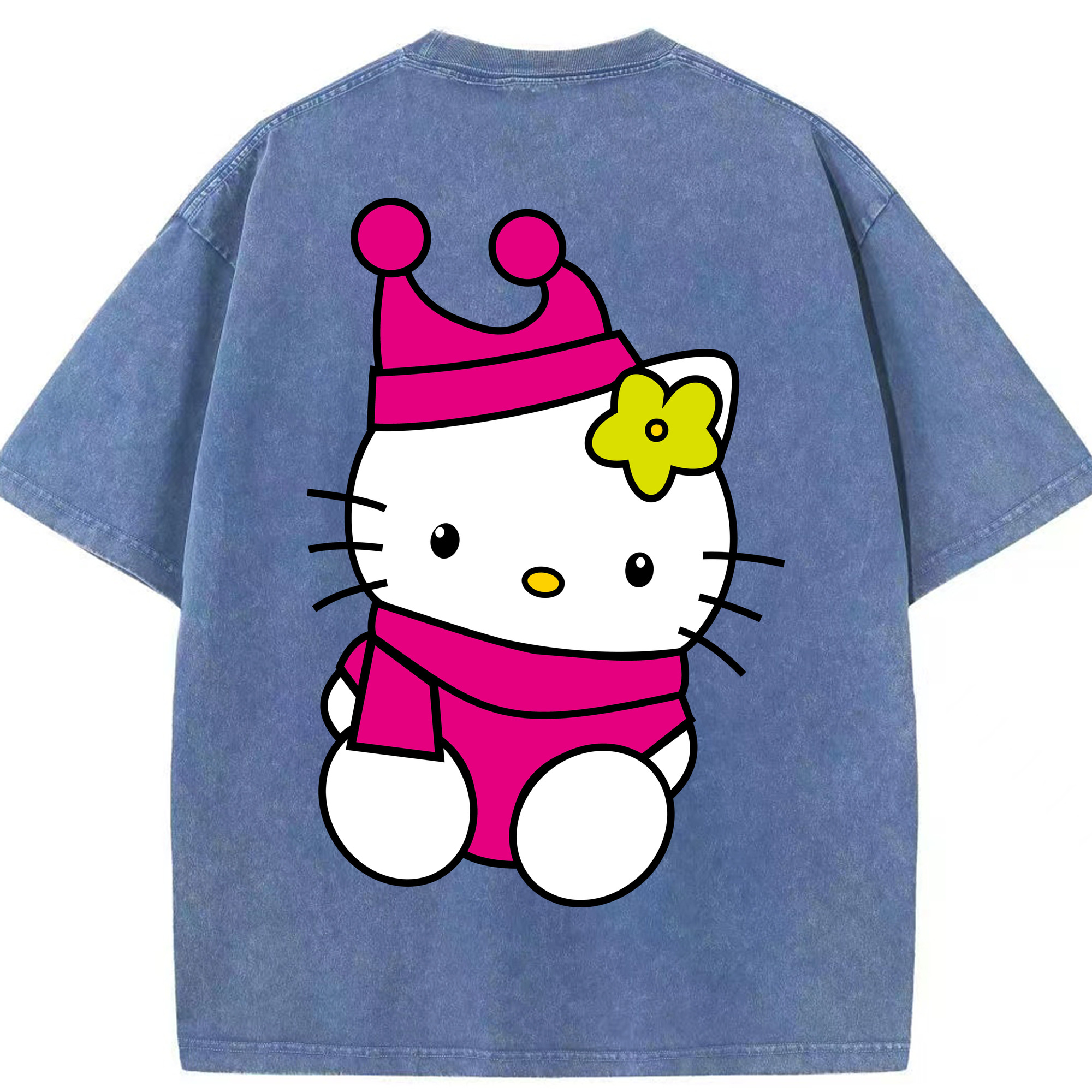 （画像用） Hello Kitty ハローキティ 綿100% ヴィンテージ風 半袖Tシャツ（背面プリント）