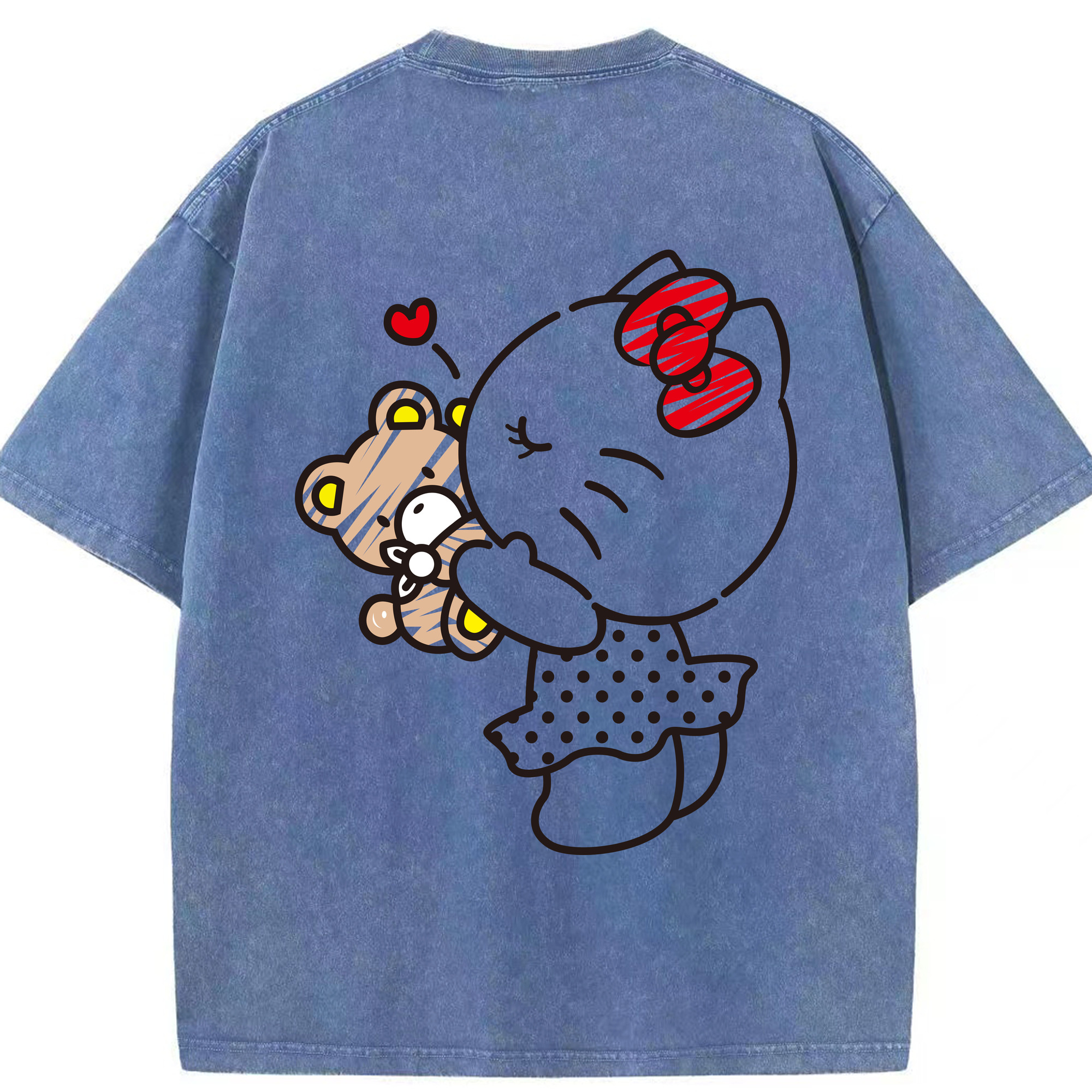 （画像用） Hello Kitty ハローキティ 綿100% ヴィンテージ風 半袖Tシャツ（背面プリント）