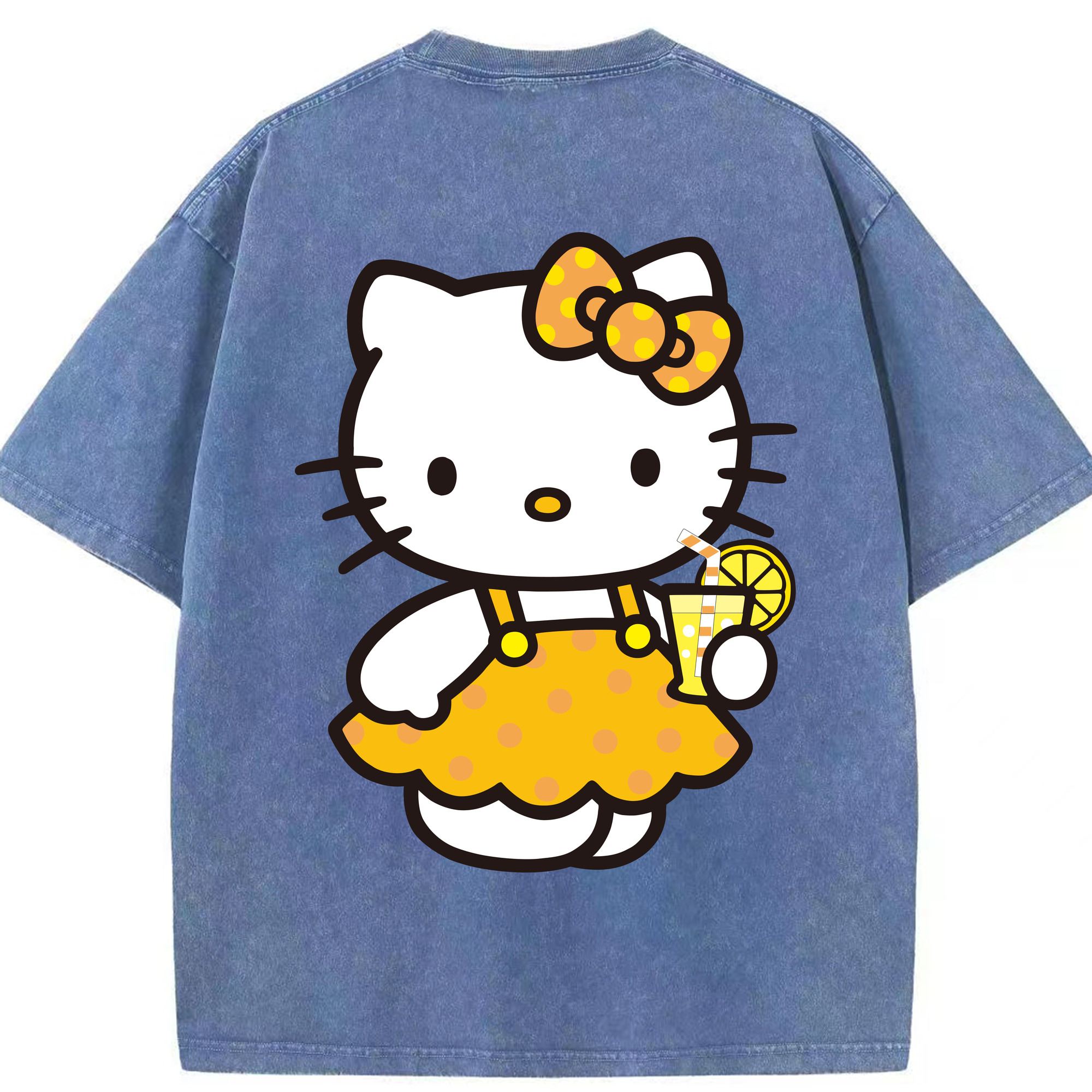（画像用） Hello Kitty ハローキティ 綿100% ヴィンテージ風 半袖Tシャツ（背面プリント）