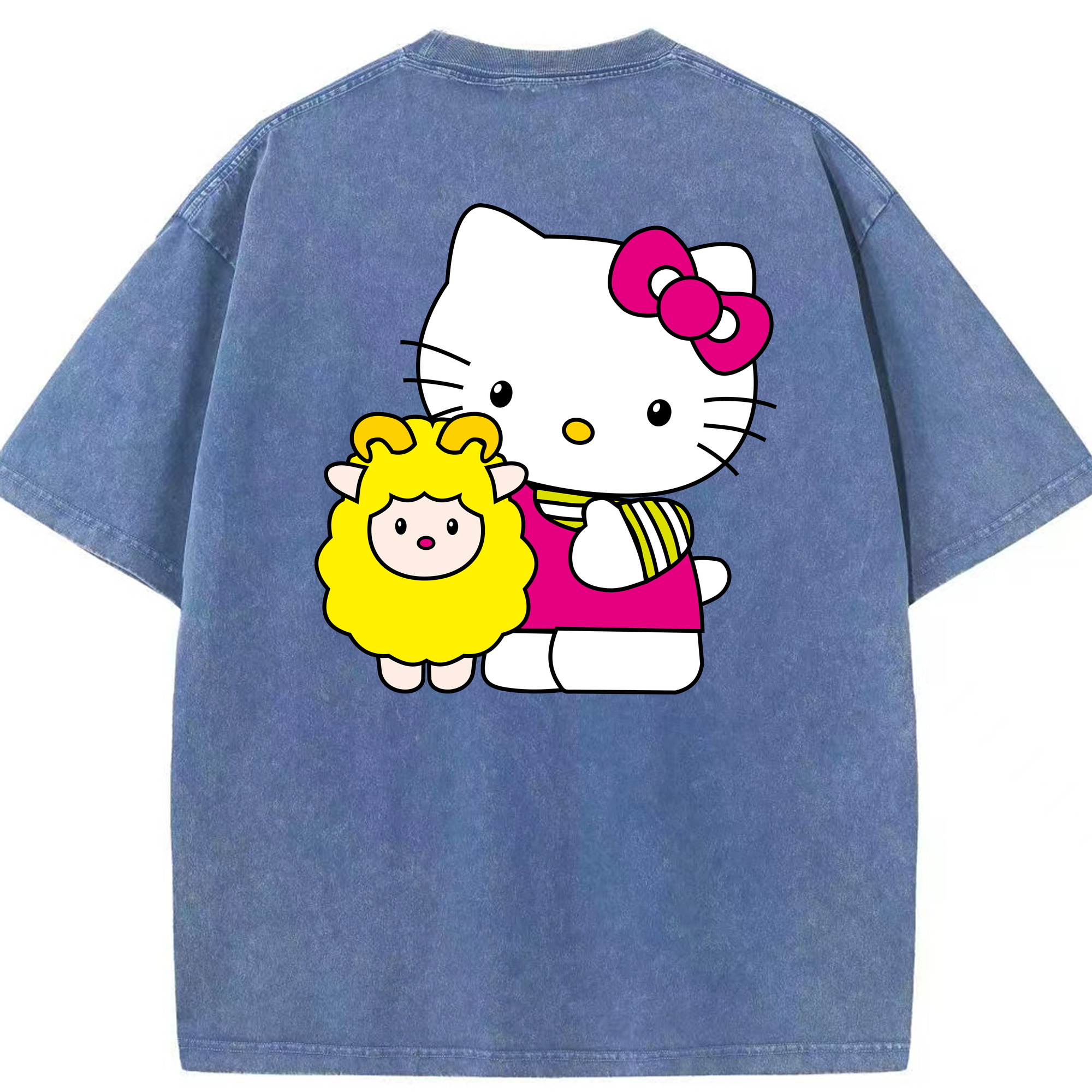 （画像用） Hello Kitty ハローキティ 綿100% ヴィンテージ風 半袖Tシャツ（背面プリント）