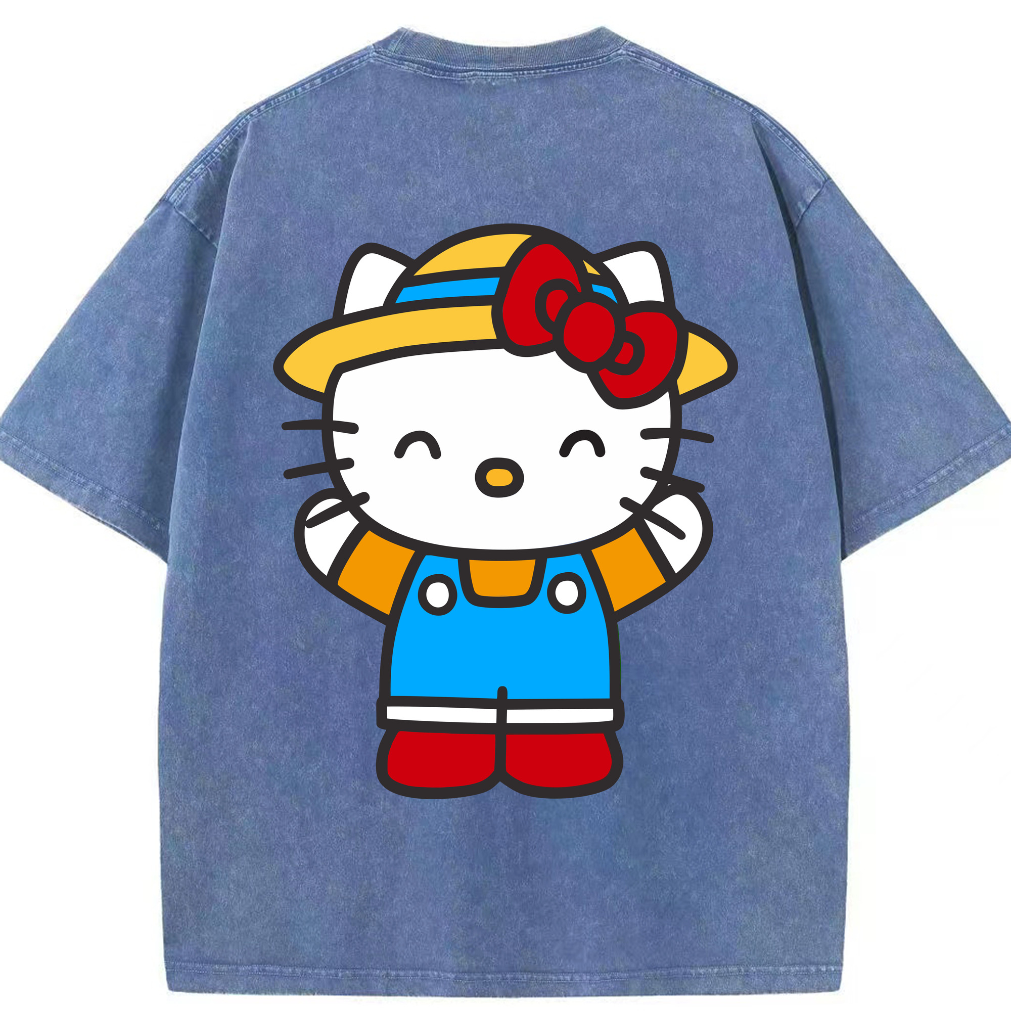 （画像用） Hello Kitty ハローキティ 綿100% ヴィンテージ風 半袖Tシャツ（背面プリント）