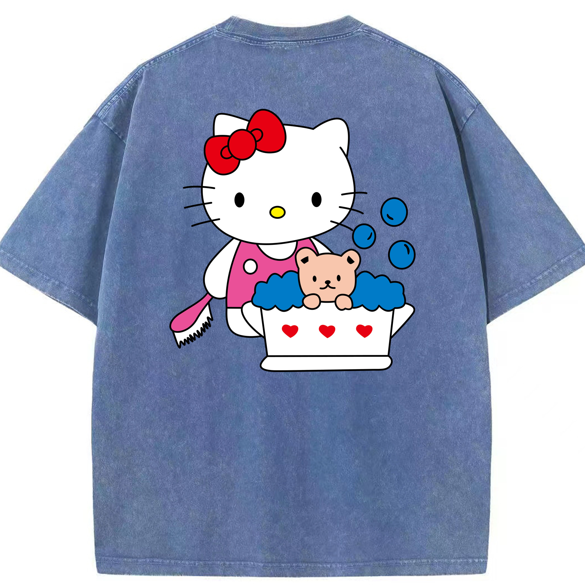（画像用） Hello Kitty ハローキティ 綿100% ヴィンテージ風 半袖Tシャツ（背面プリント）