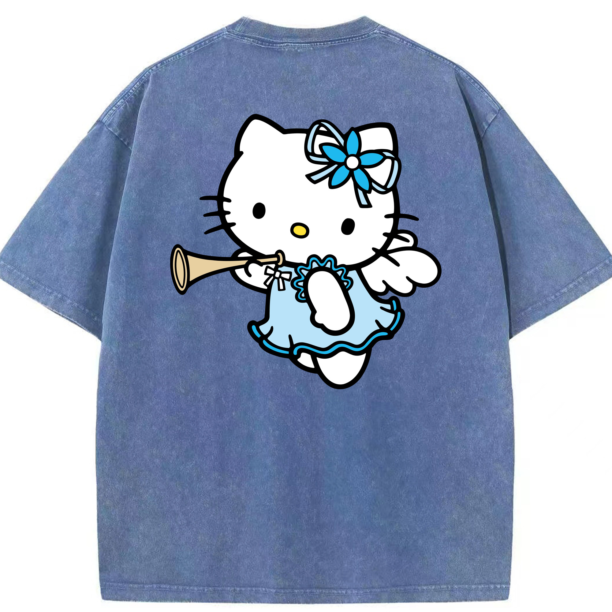 （画像用） Hello Kitty ハローキティ 綿100% ヴィンテージ風 半袖Tシャツ（背面プリント）