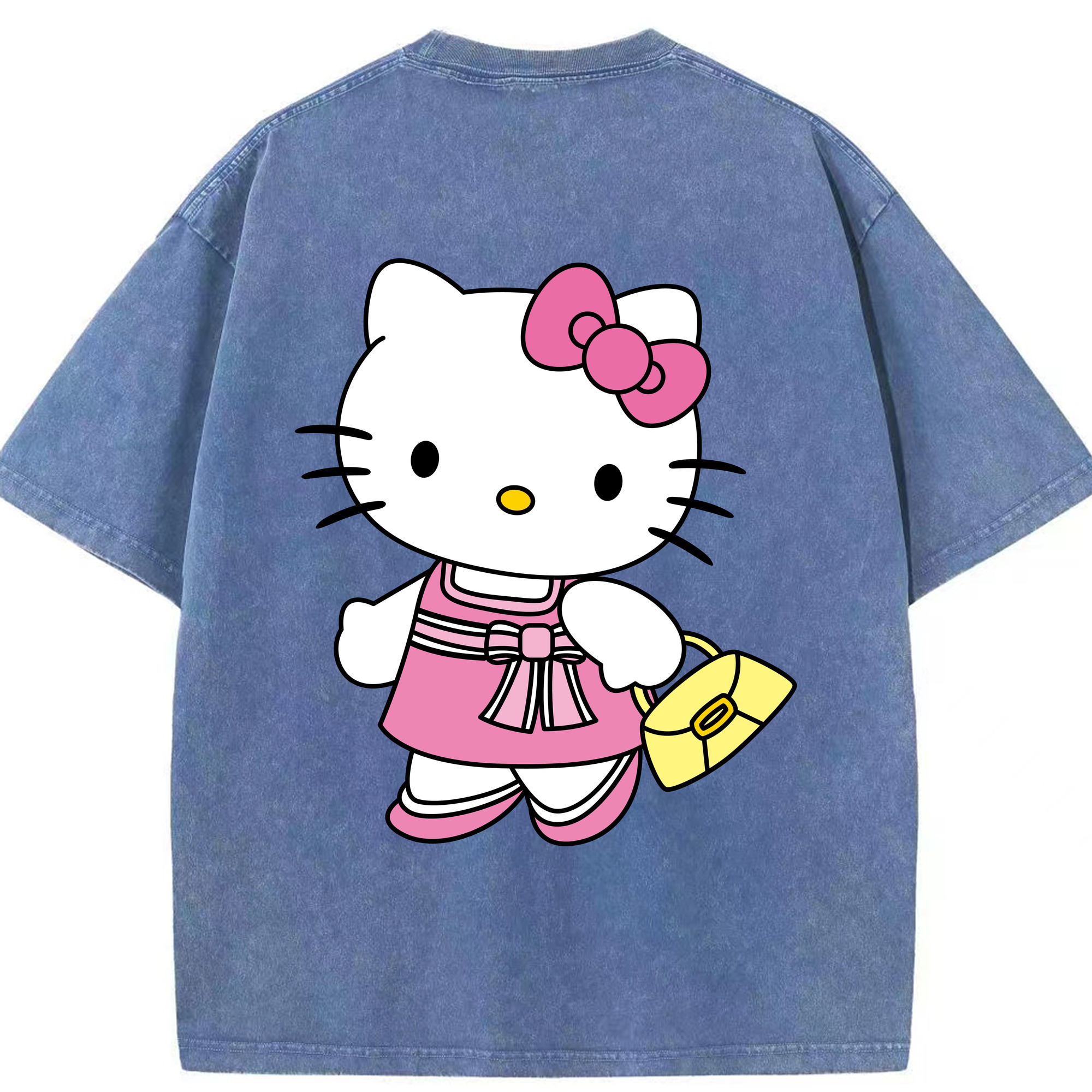 （画像用） Hello Kitty ハローキティ 綿100% ヴィンテージ風 半袖Tシャツ（背面プリント）