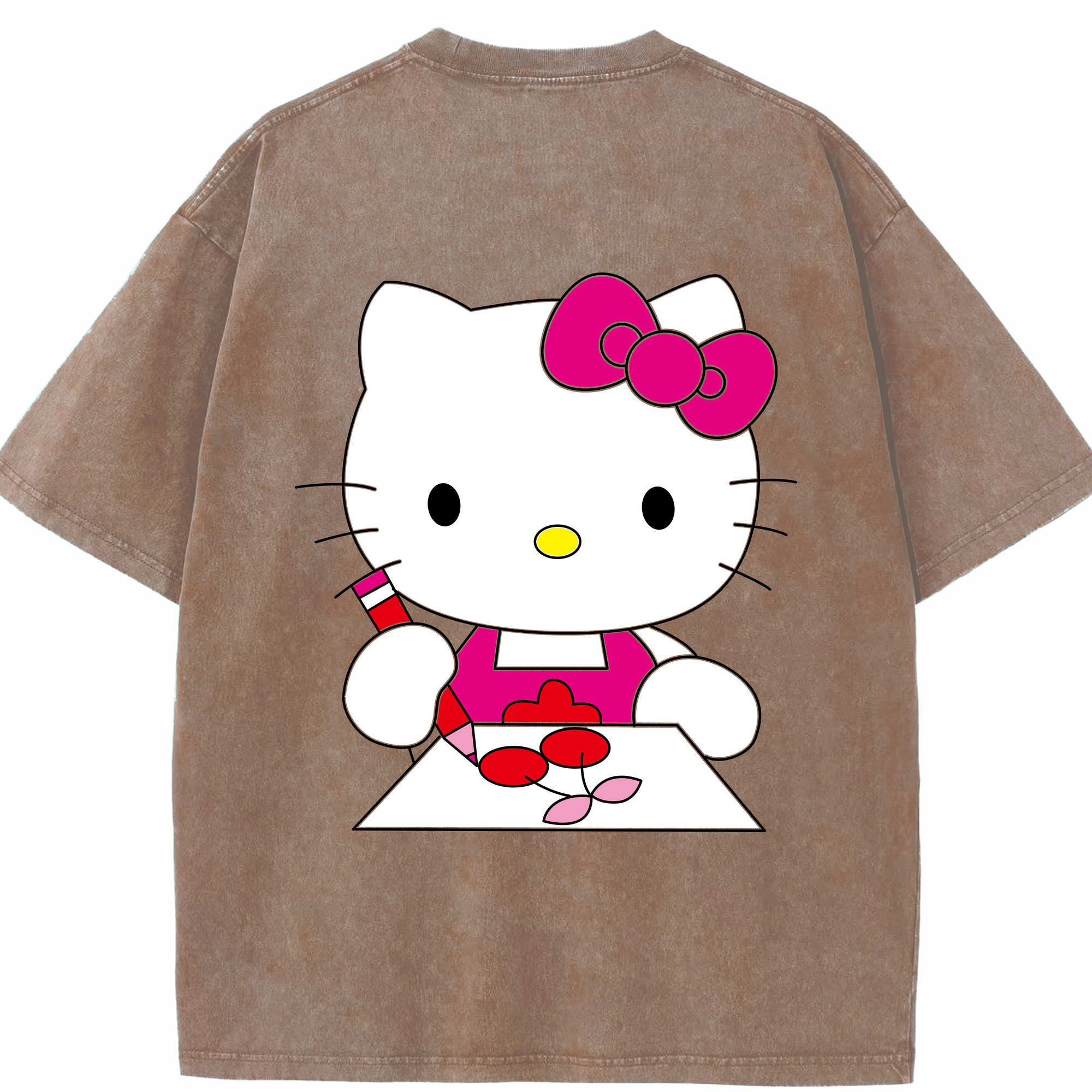 （画像用） Hello Kitty ハローキティ 綿100% ヴィンテージ風 半袖Tシャツ（背面プリント）