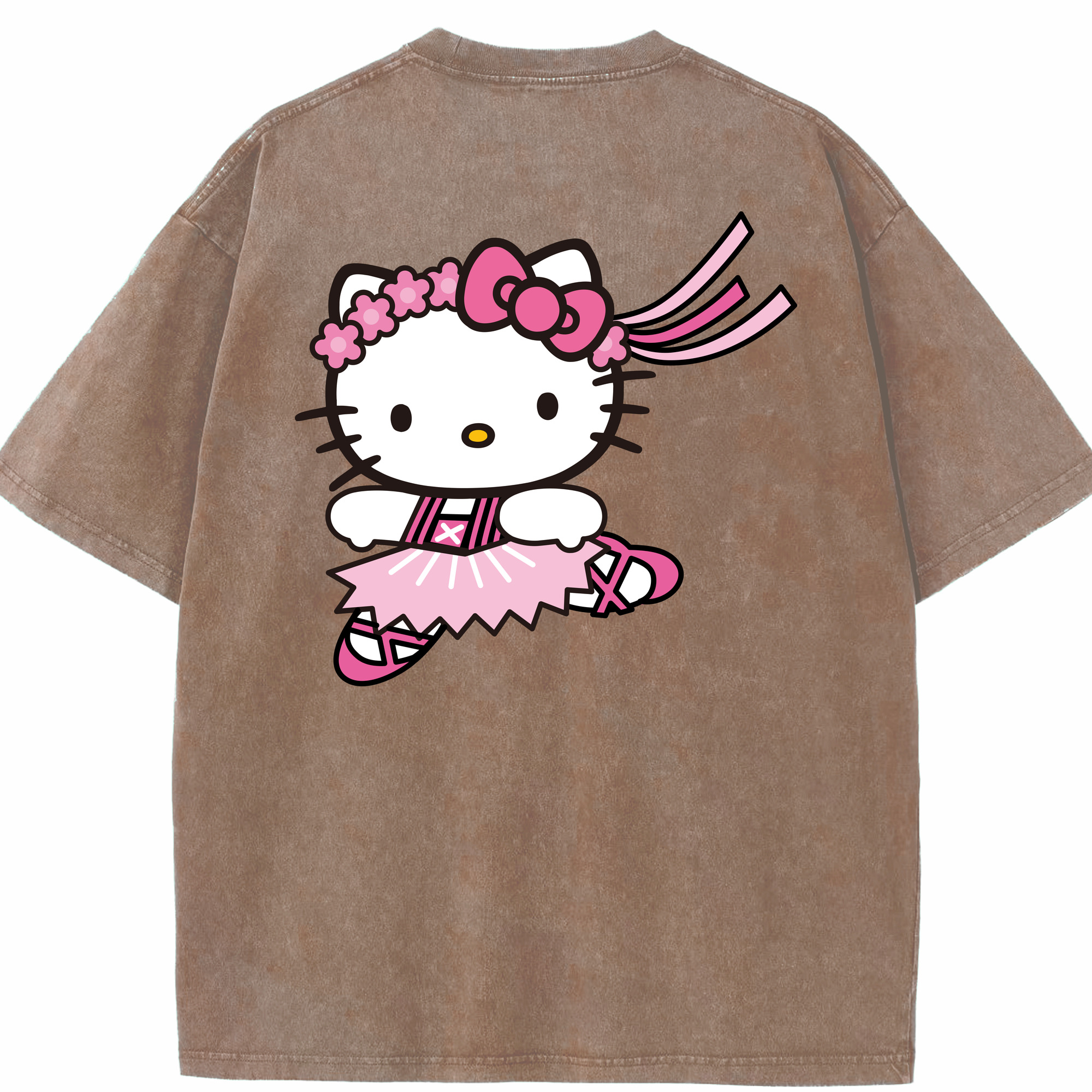 （画像用） Hello Kitty ハローキティ 綿100% ヴィンテージ風 半袖Tシャツ（背面プリント）