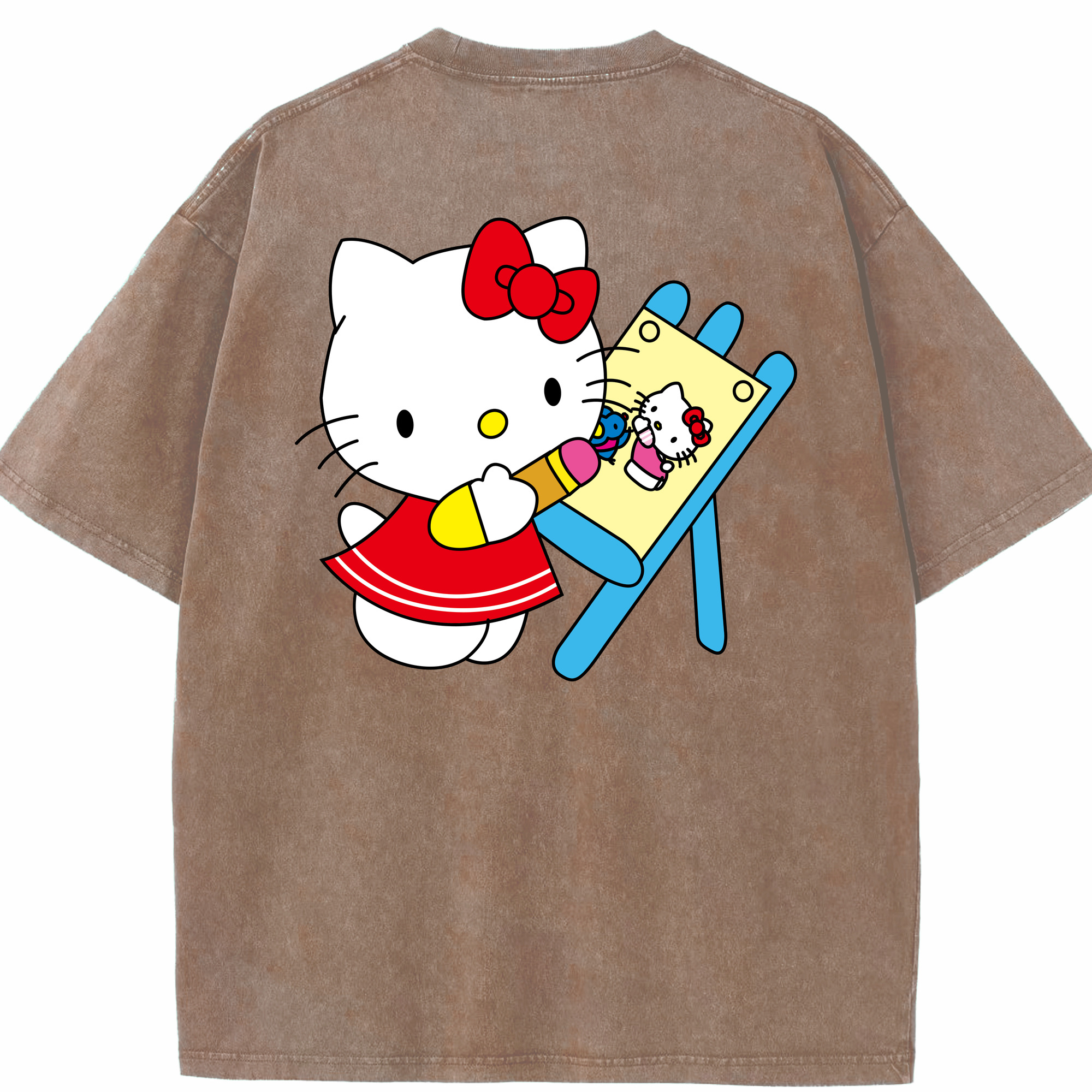 （画像用） Hello Kitty ハローキティ 綿100% ヴィンテージ風 半袖Tシャツ（背面プリント）