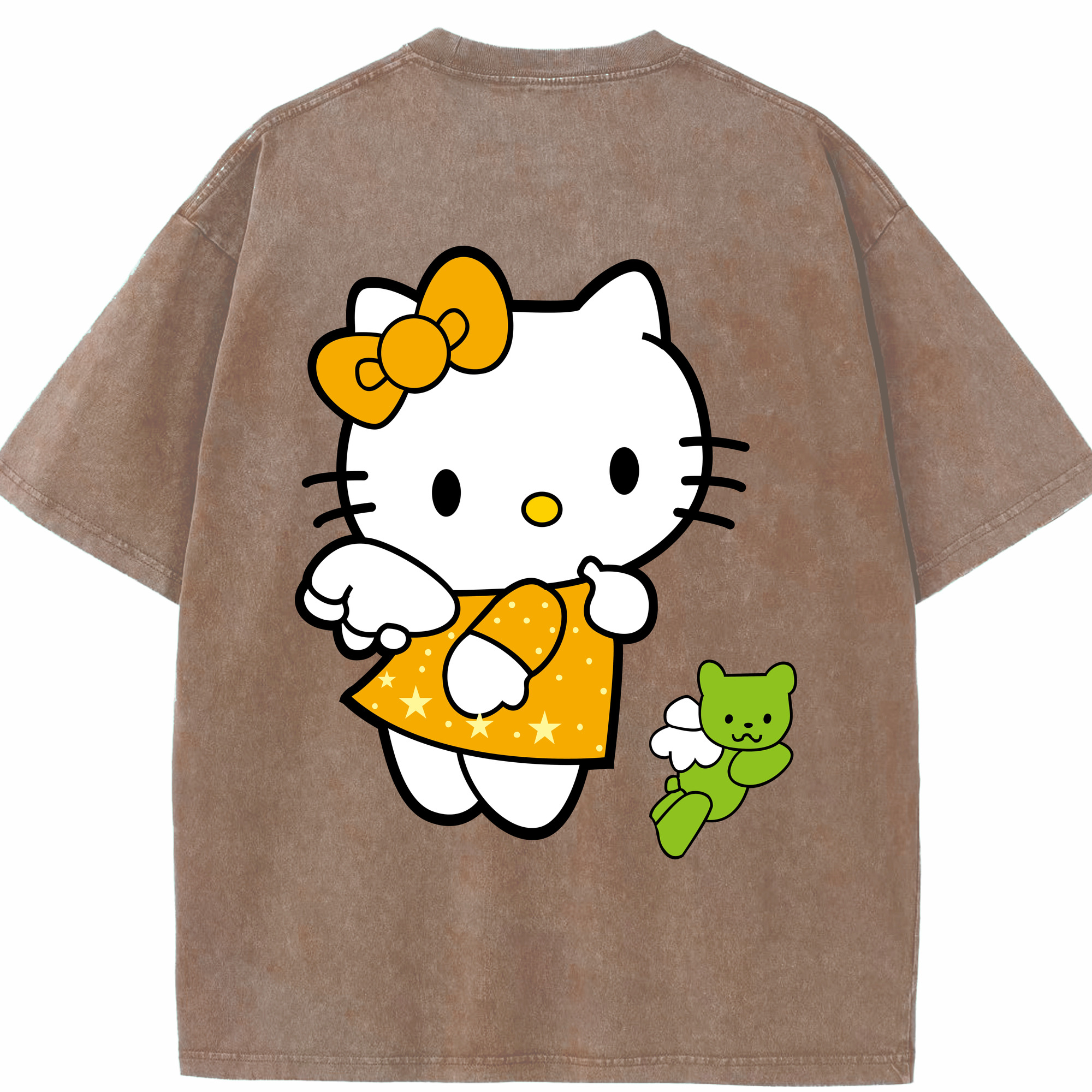 （画像用） Hello Kitty ハローキティ 綿100% ヴィンテージ風 半袖Tシャツ（背面プリント）