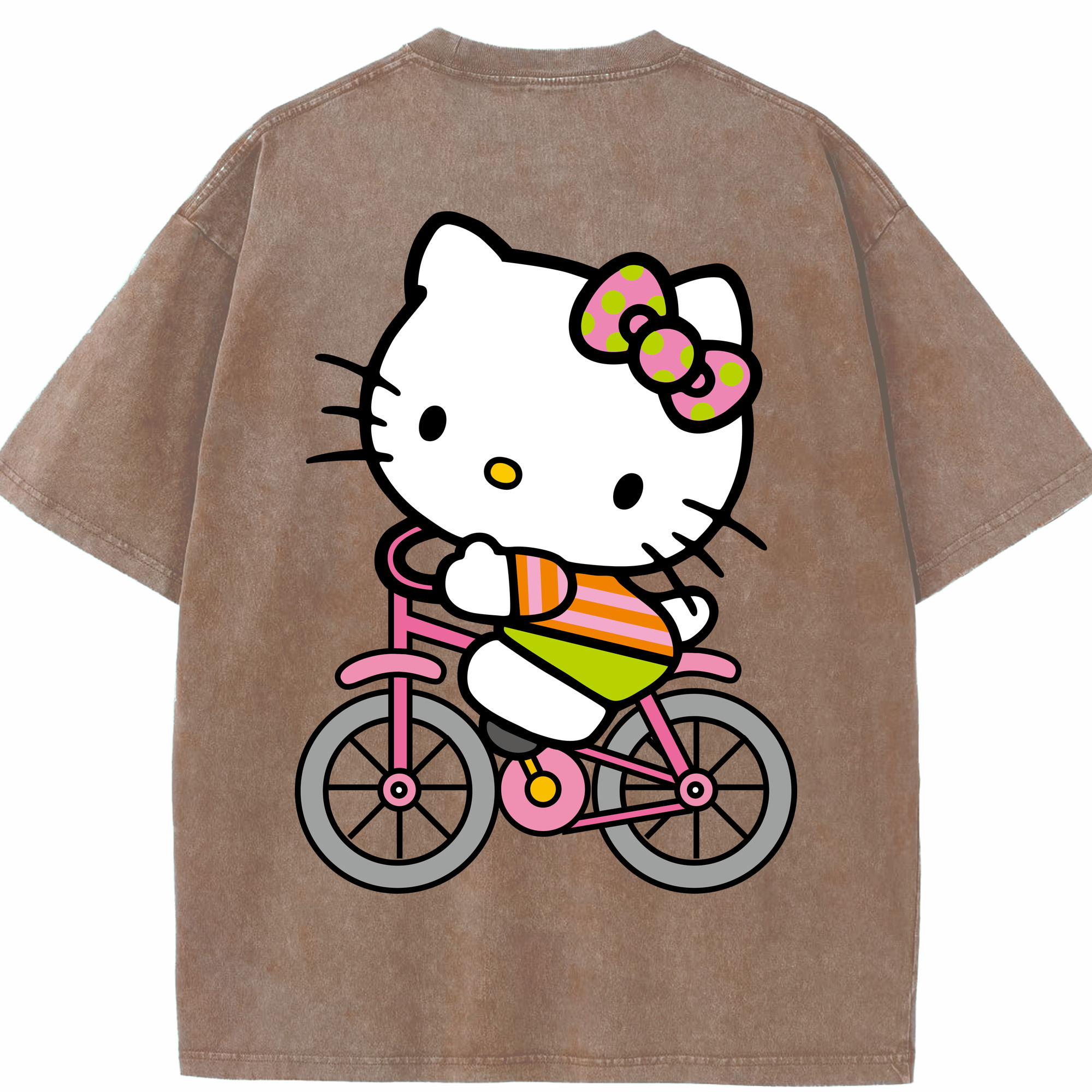 （画像用） Hello Kitty ハローキティ 綿100% ヴィンテージ風 半袖Tシャツ（背面プリント）