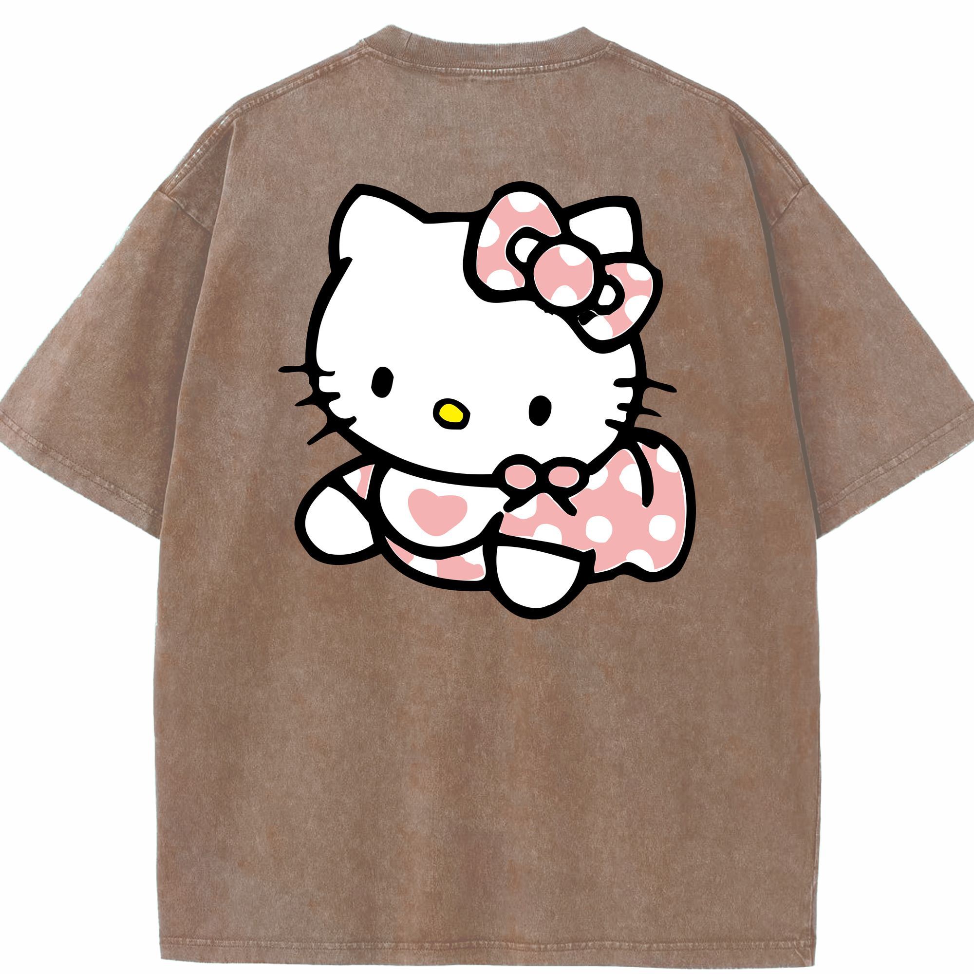 （画像用） Hello Kitty ハローキティ 綿100% ヴィンテージ風 半袖Tシャツ（背面プリント）