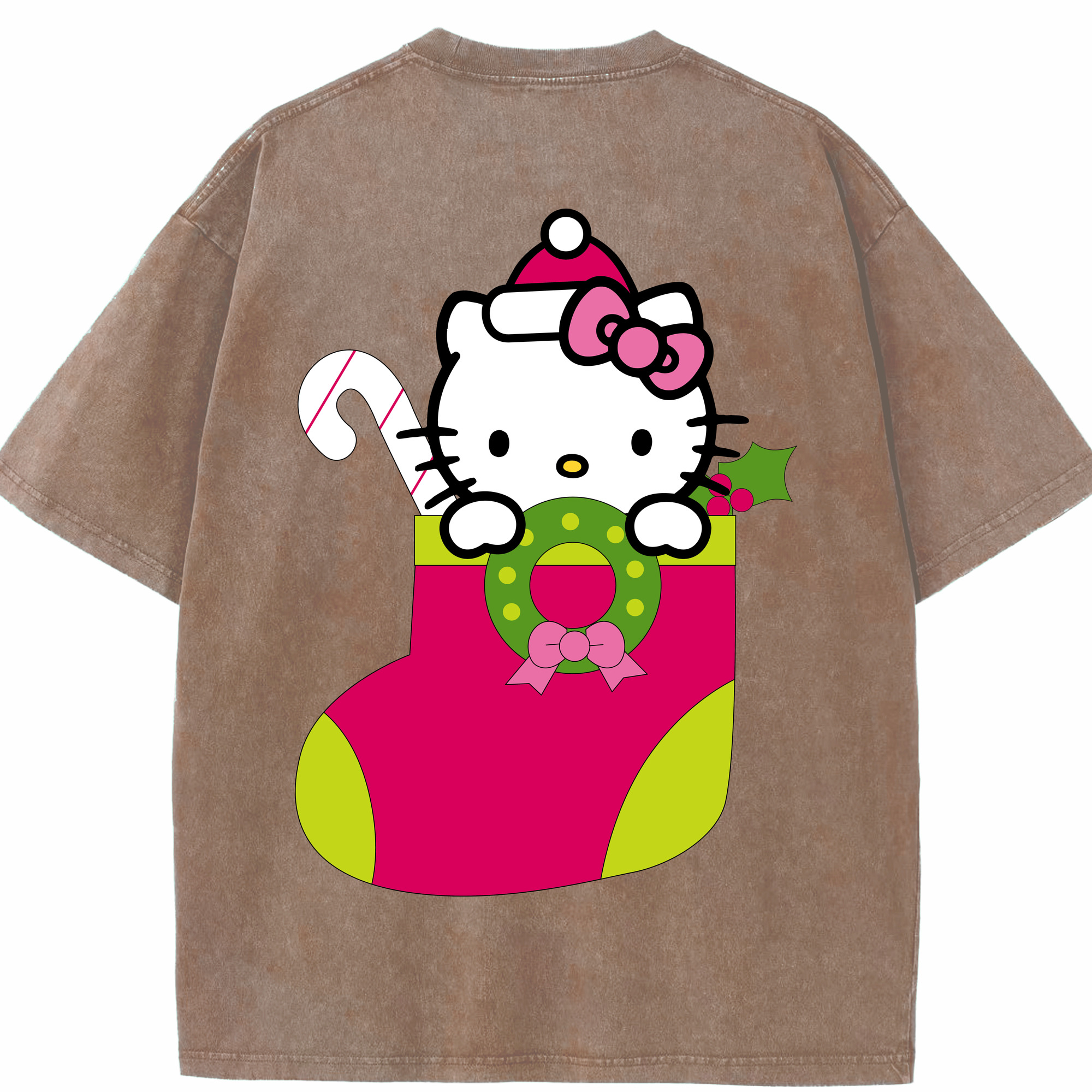 （画像用） Hello Kitty ハローキティ 綿100% ヴィンテージ風 半袖Tシャツ（背面プリント）
