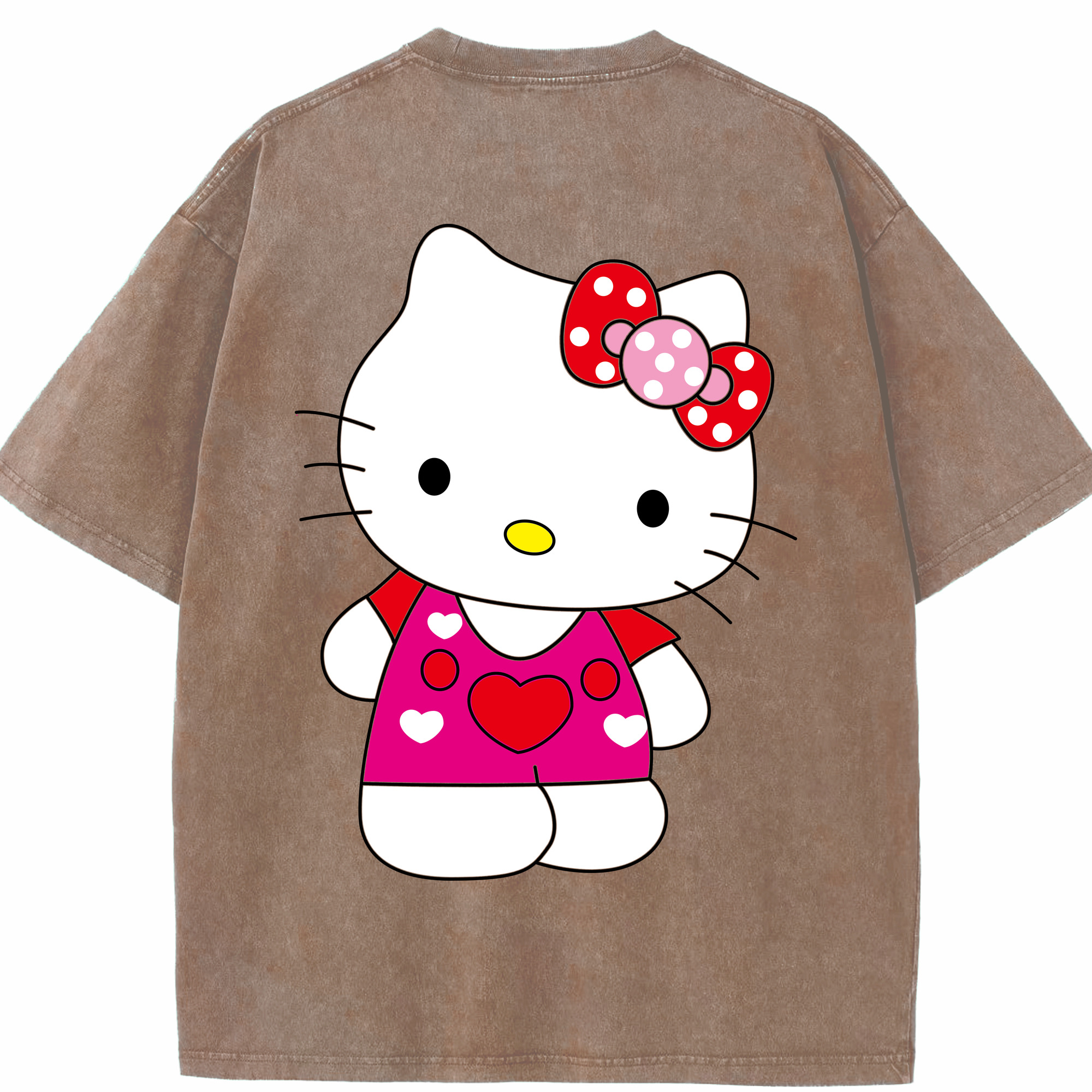 （画像用） Hello Kitty ハローキティ 綿100% ヴィンテージ風 半袖Tシャツ（背面プリント）