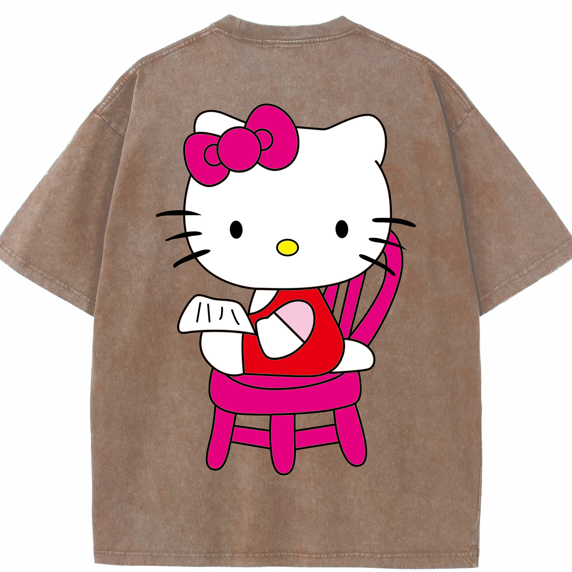 （画像用） Hello Kitty ハローキティ 綿100% ヴィンテージ風 半袖Tシャツ（背面プリント）