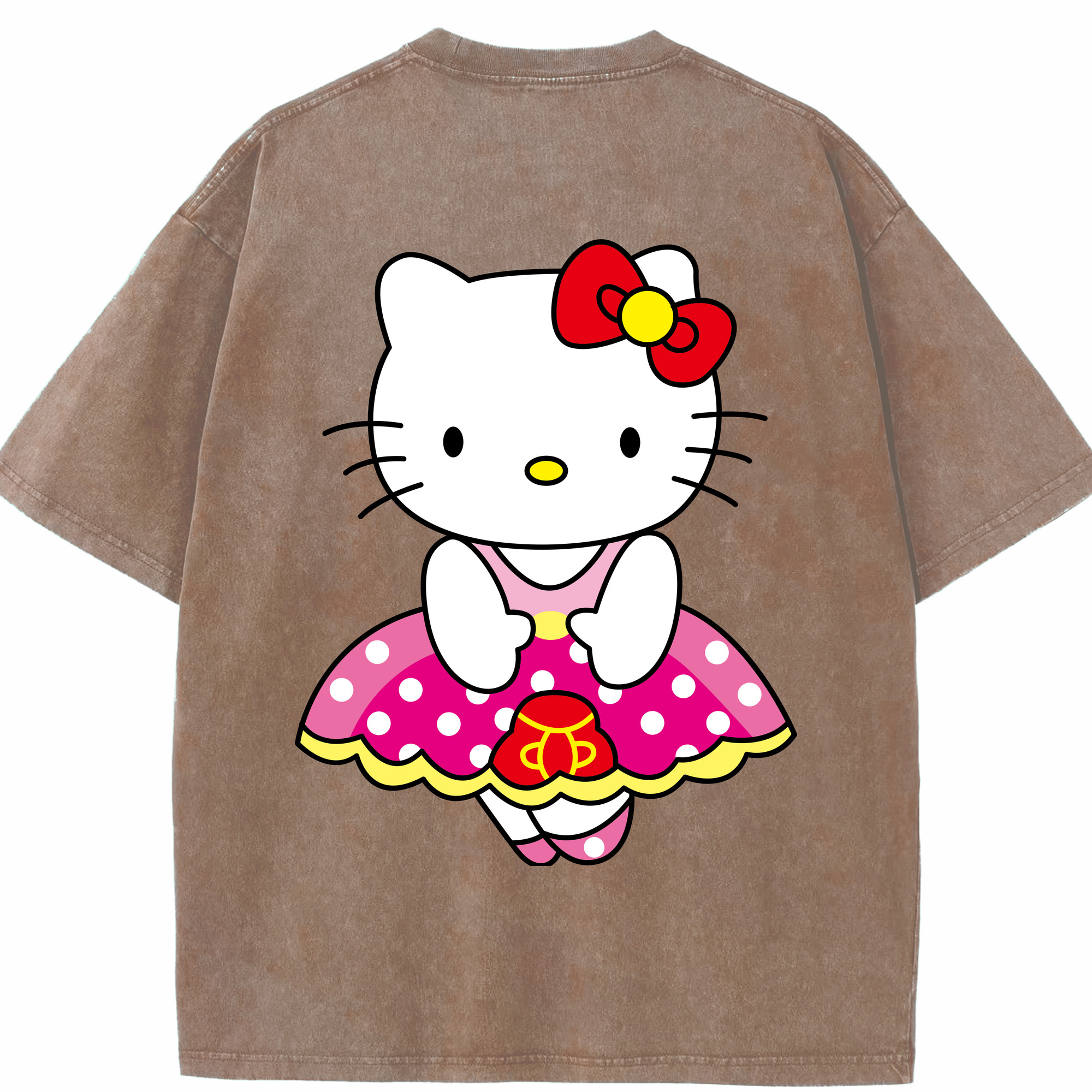 （画像用） Hello Kitty ハローキティ 綿100% ヴィンテージ風 半袖Tシャツ（背面プリント）