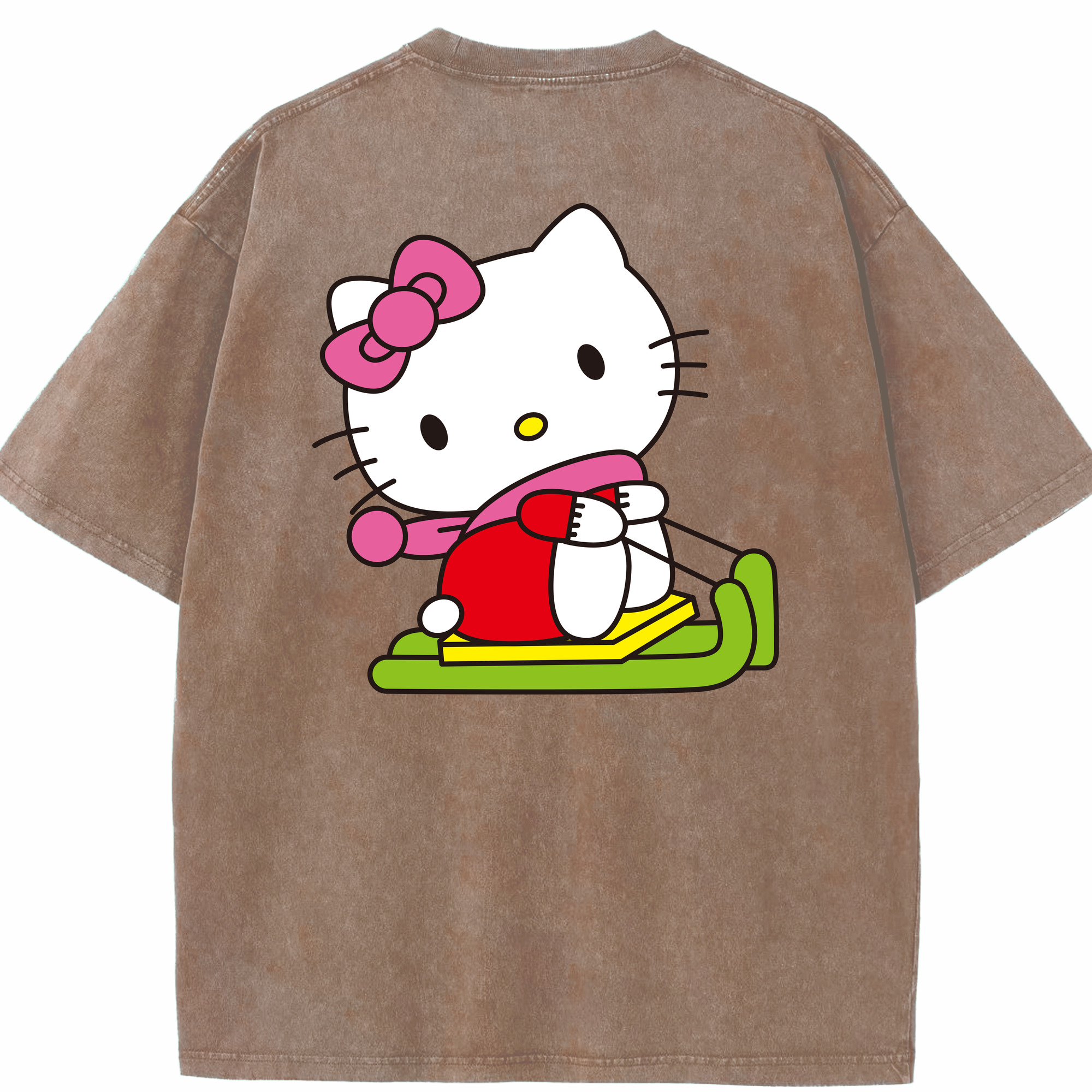 （画像用） Hello Kitty ハローキティ 綿100% ヴィンテージ風 半袖Tシャツ（背面プリント）