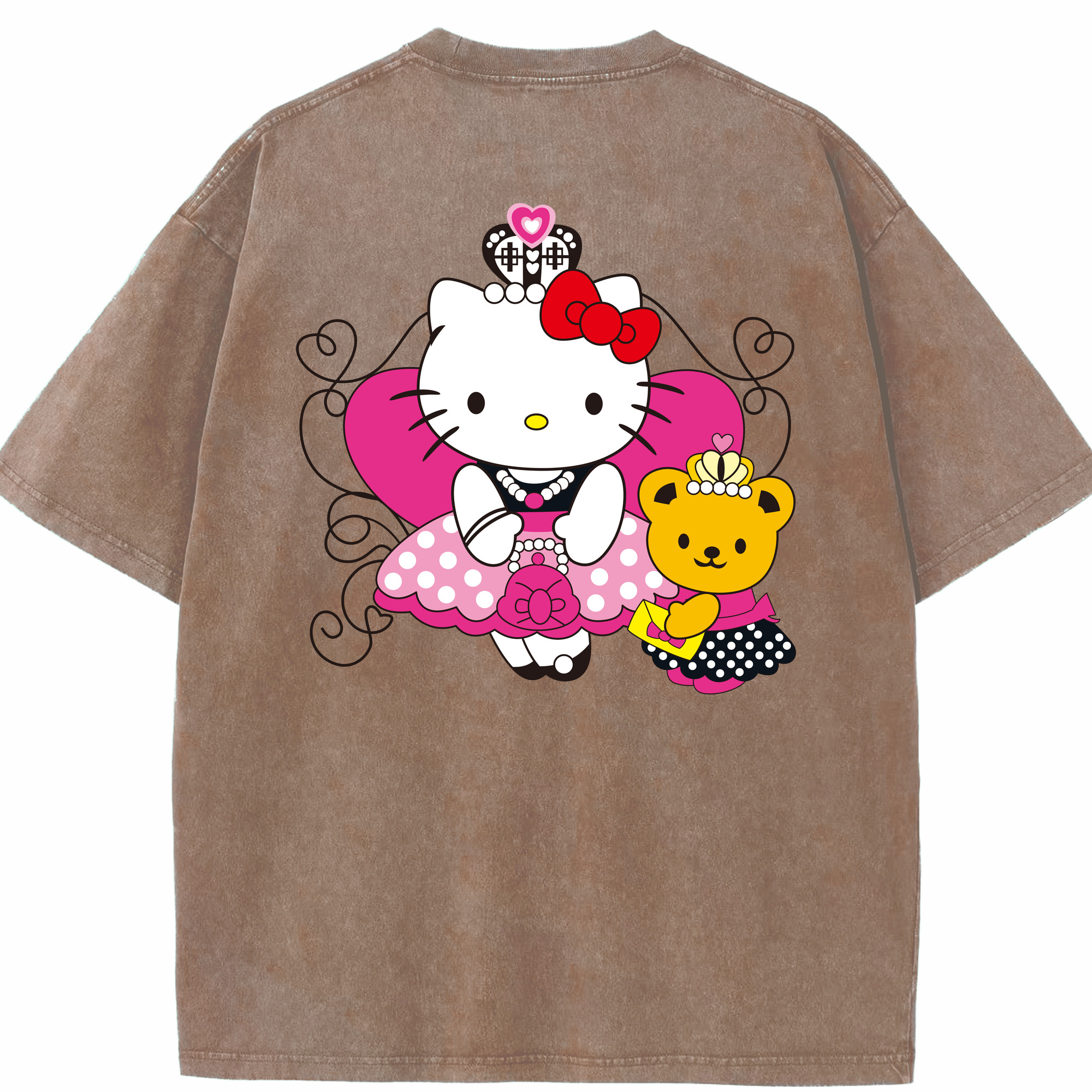 （画像用） Hello Kitty ハローキティ 綿100% ヴィンテージ風 半袖Tシャツ（背面プリント）