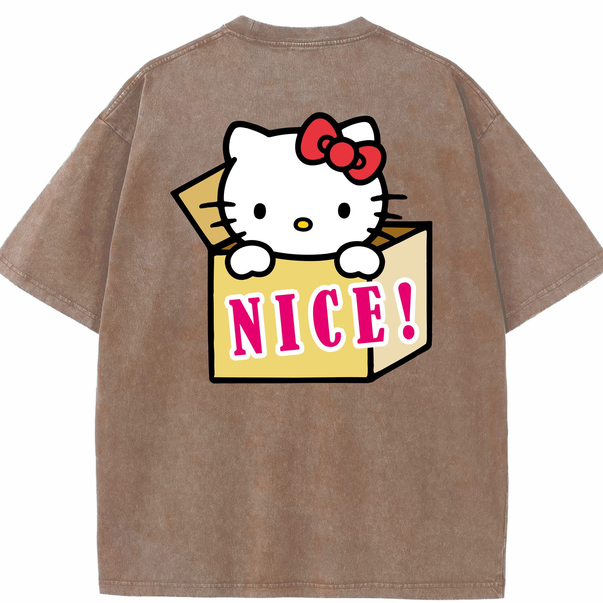 （画像用） Hello Kitty ハローキティ 綿100% ヴィンテージ風 半袖Tシャツ（背面プリント）