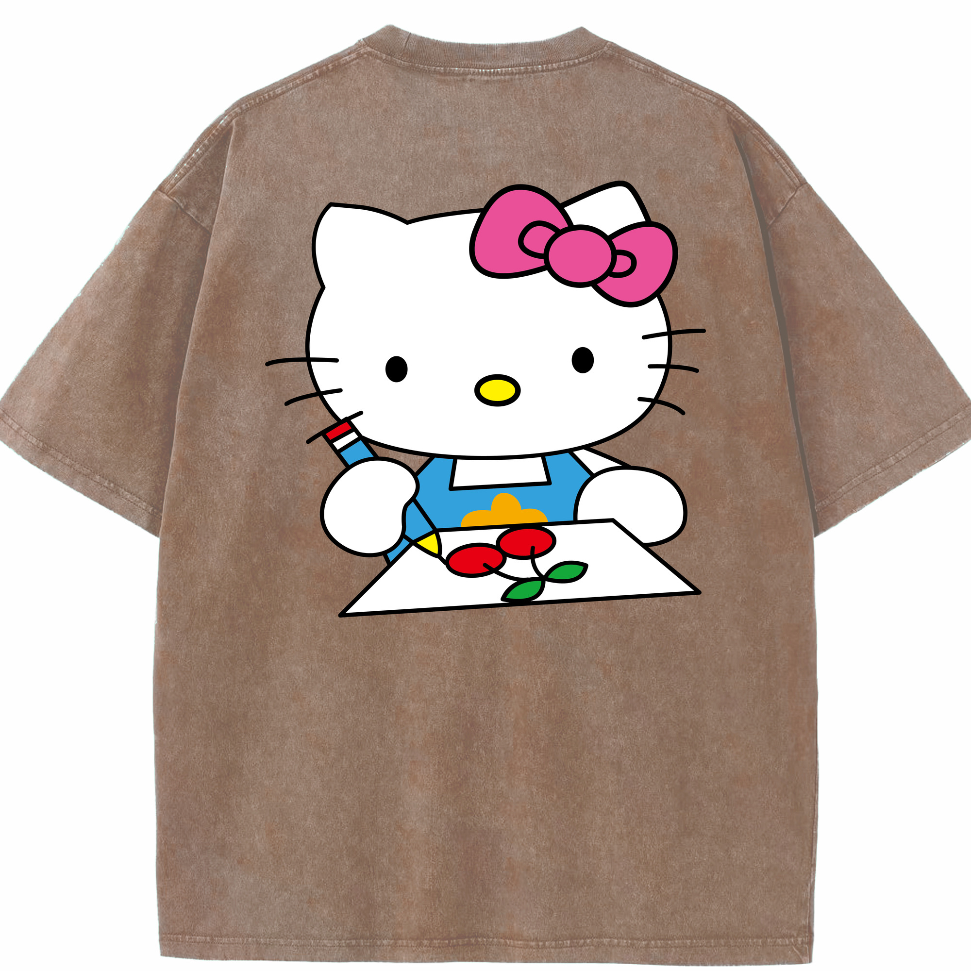 （画像用） Hello Kitty ハローキティ 綿100% ヴィンテージ風 半袖Tシャツ（背面プリント）