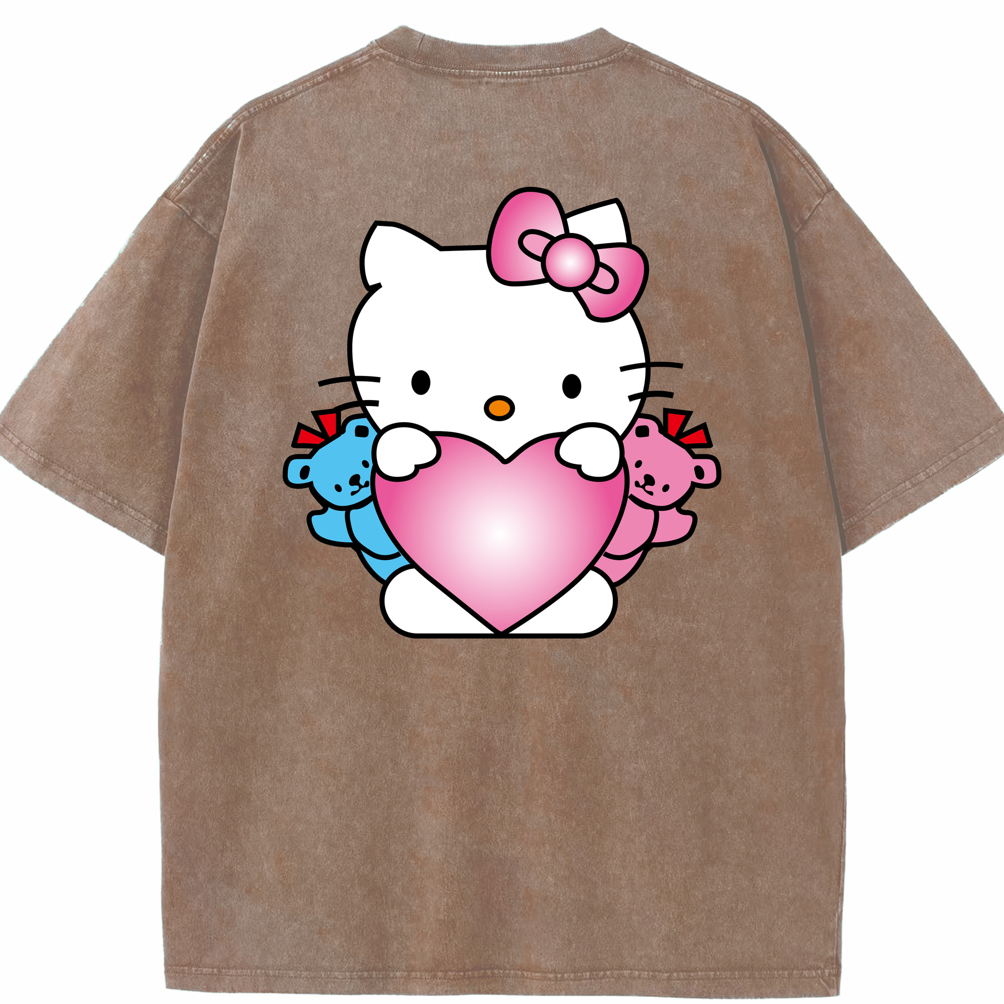 （画像用） Hello Kitty ハローキティ 綿100% ヴィンテージ風 半袖Tシャツ（背面プリント）