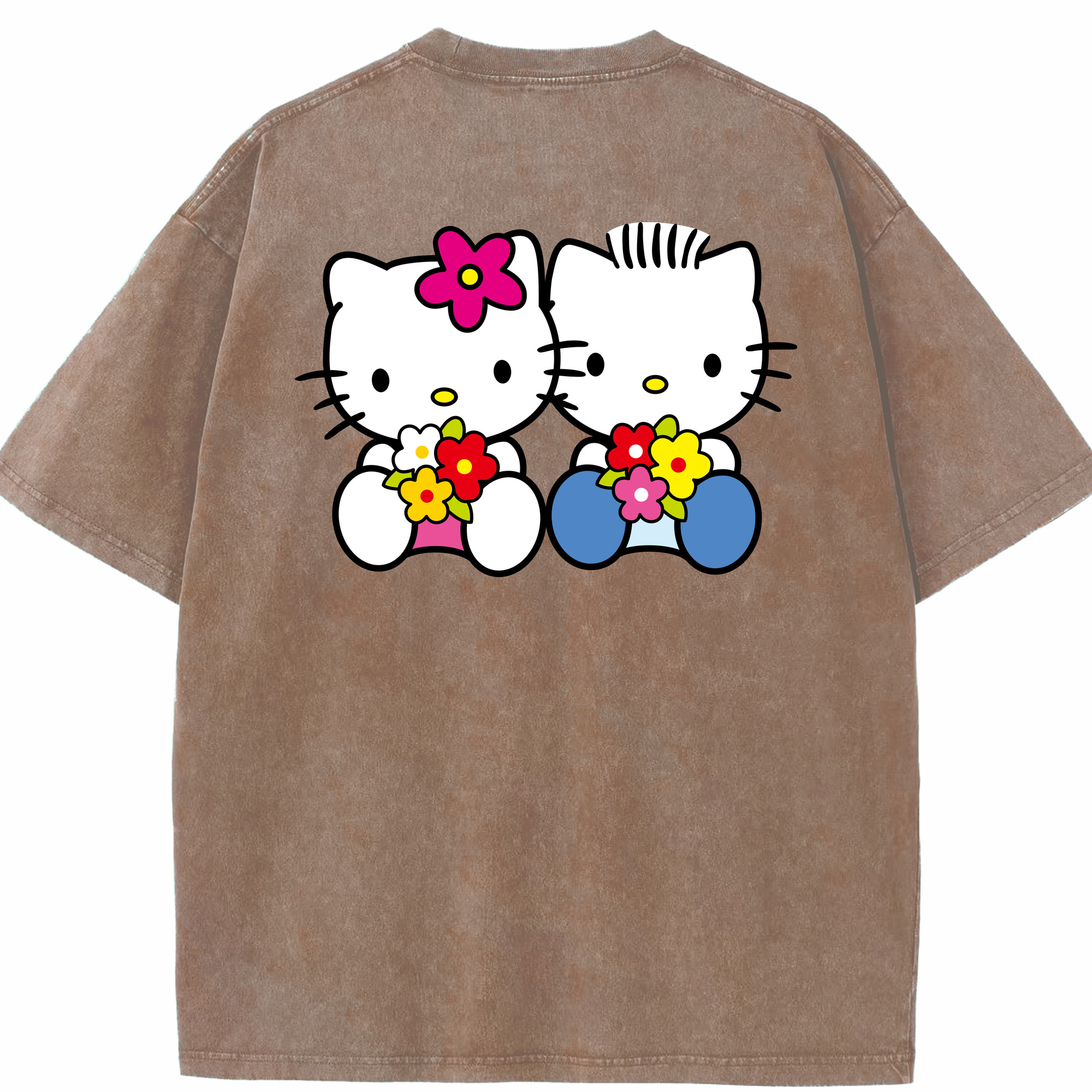 （画像用） Hello Kitty ハローキティ 綿100% ヴィンテージ風 半袖Tシャツ（背面プリント）