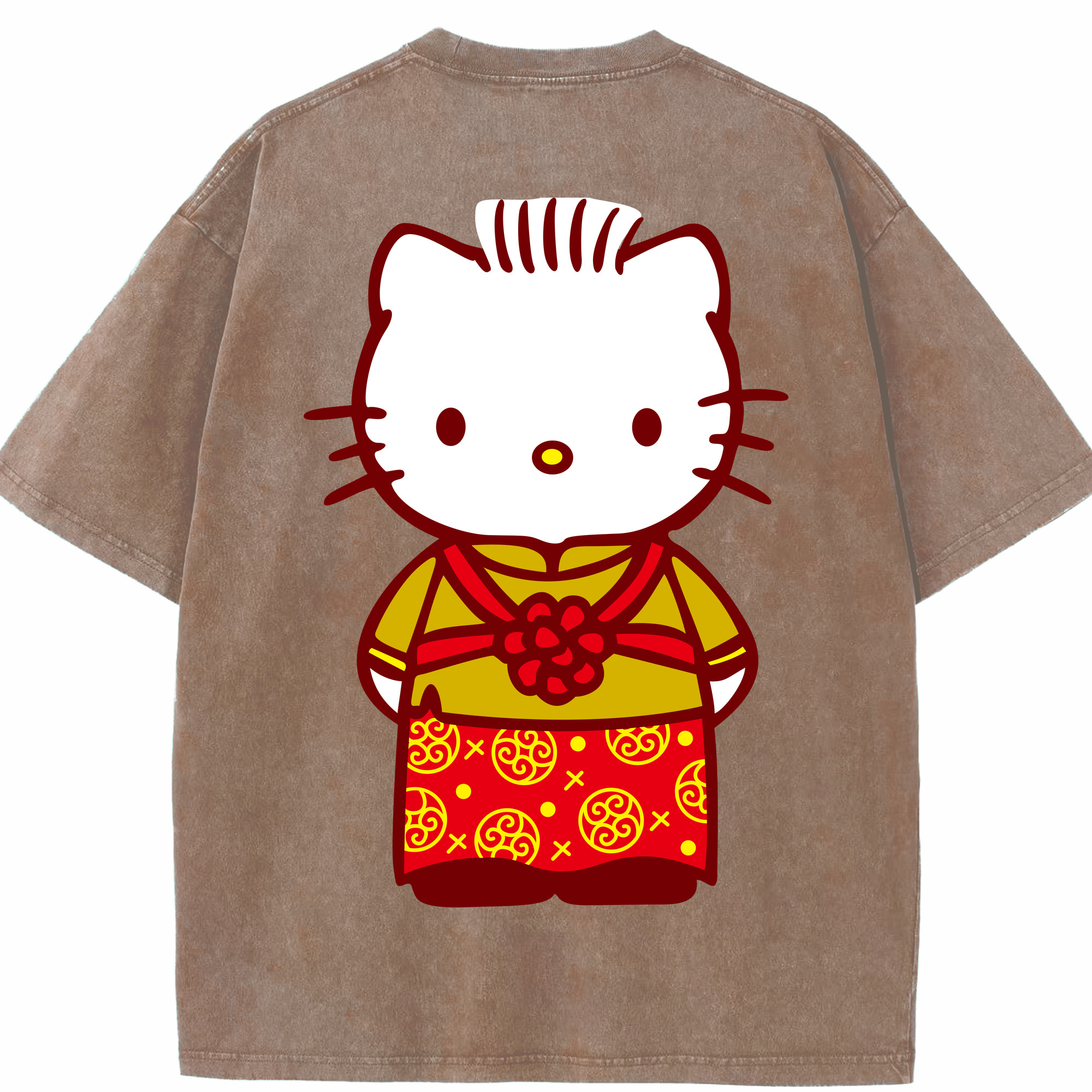 （画像用） Hello Kitty ハローキティ 綿100% ヴィンテージ風 半袖Tシャツ（背面プリント）
