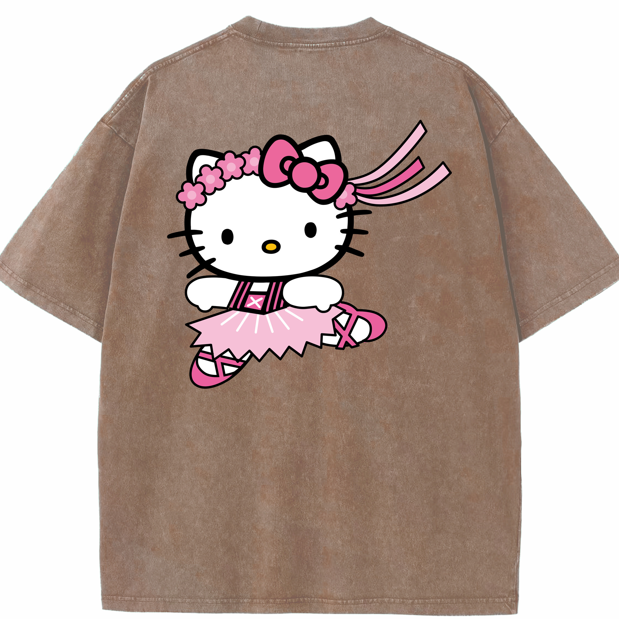 （画像用） Hello Kitty ハローキティ 綿100% ヴィンテージ風 半袖Tシャツ（背面プリント）