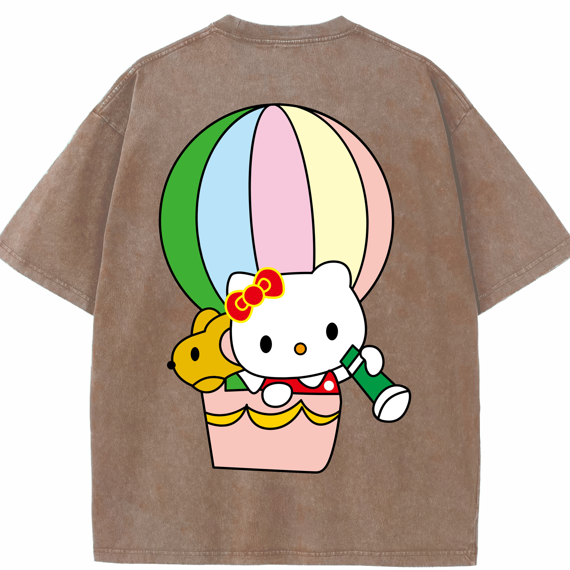 （画像用） Hello Kitty ハローキティ 綿100% ヴィンテージ風 半袖Tシャツ（背面プリント）