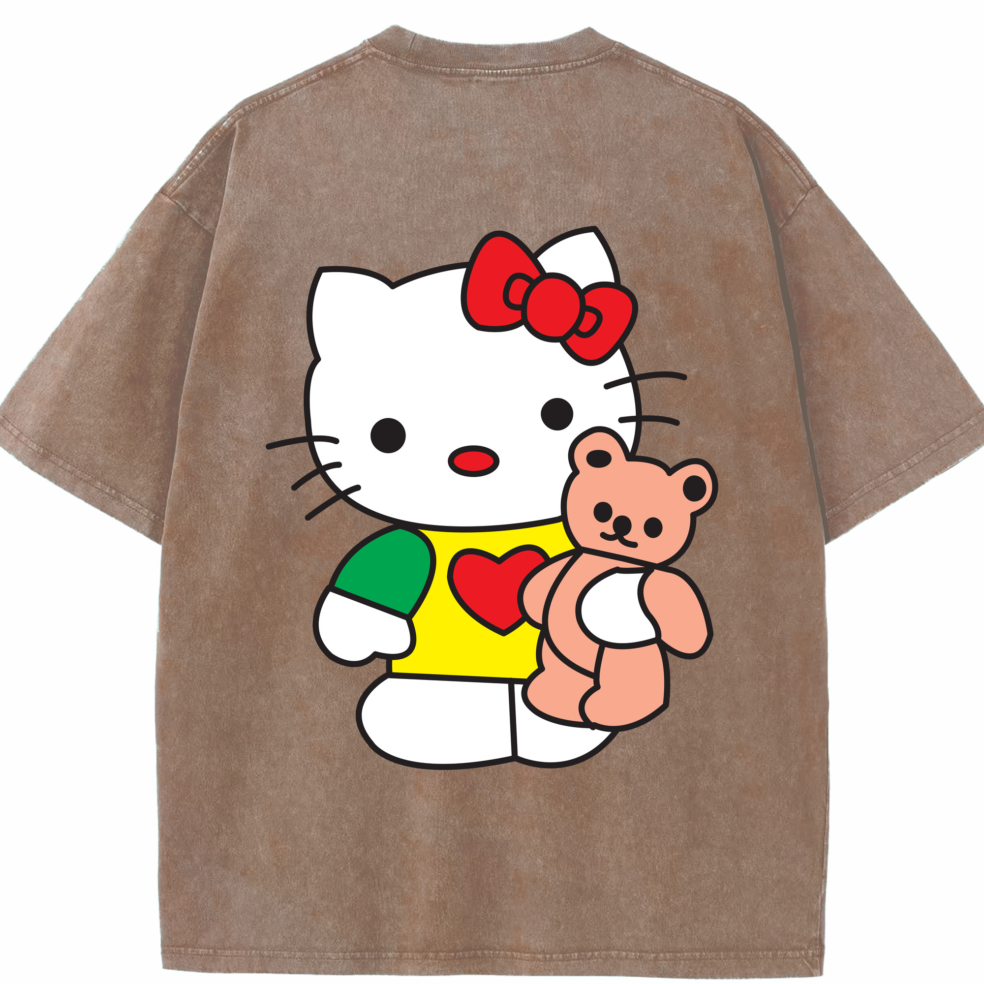 （画像用） Hello Kitty ハローキティ 綿100% ヴィンテージ風 半袖Tシャツ（背面プリント）
