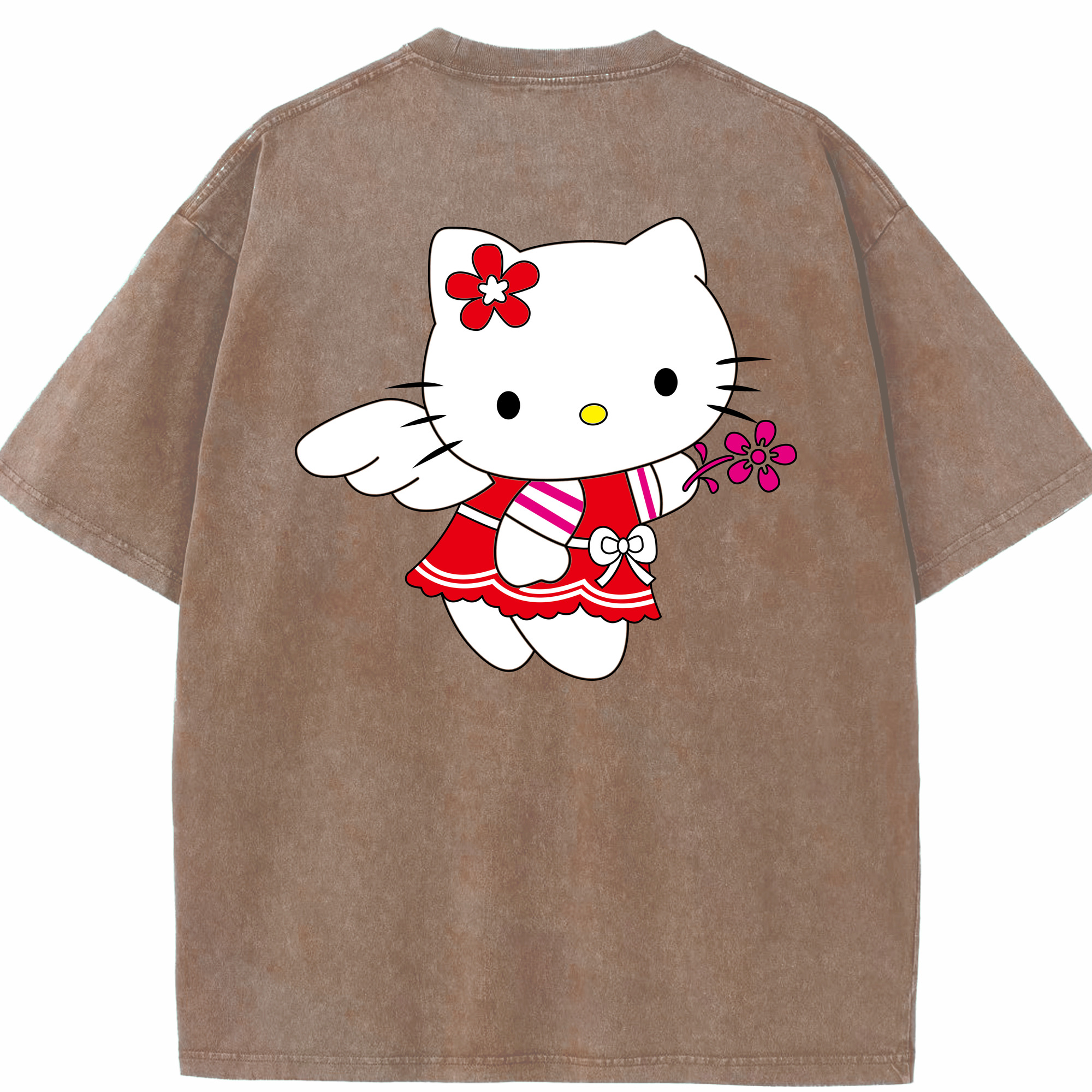 （画像用） Hello Kitty ハローキティ 綿100% ヴィンテージ風 半袖Tシャツ（背面プリント）