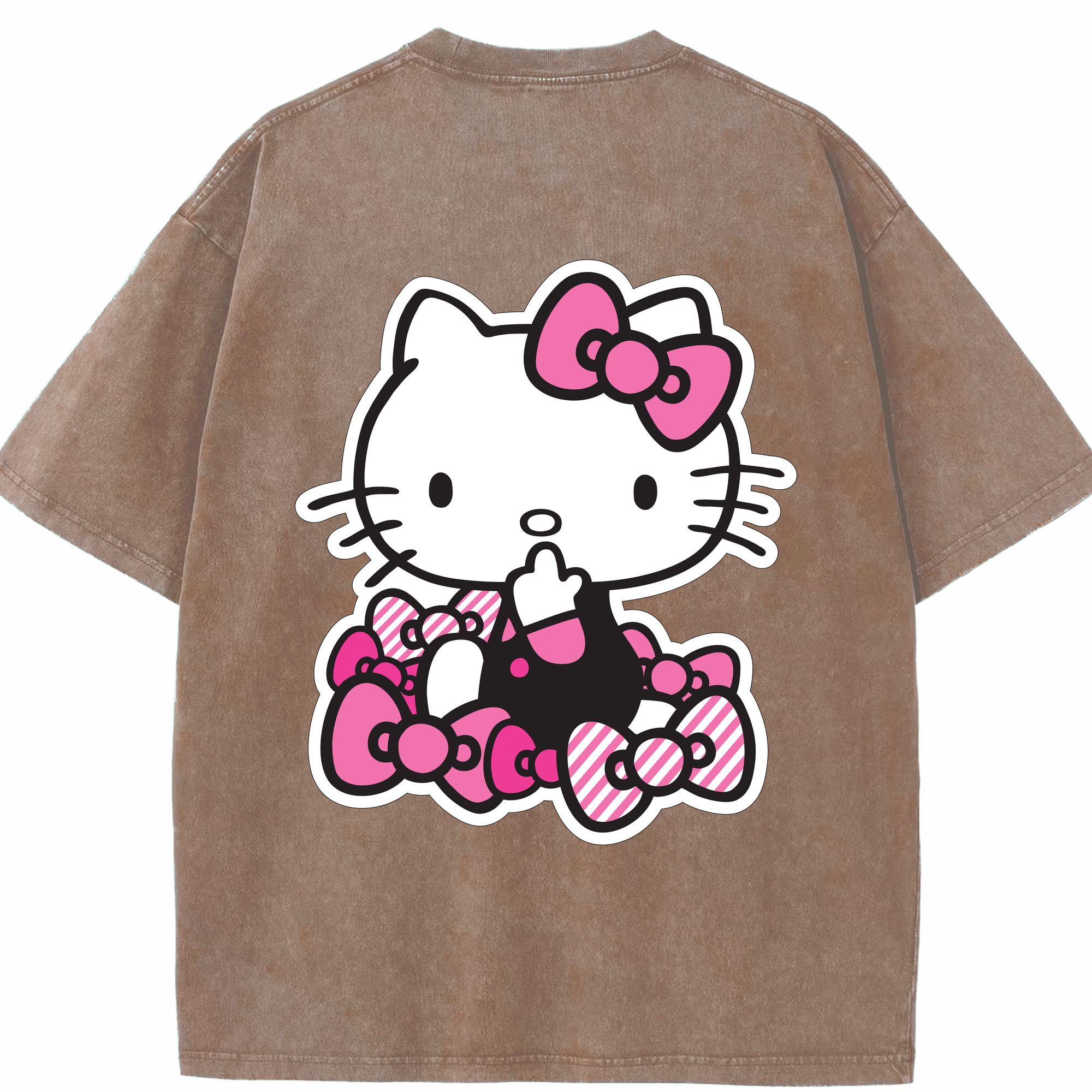 （画像用） Hello Kitty ハローキティ 綿100% ヴィンテージ風 半袖Tシャツ（背面プリント）