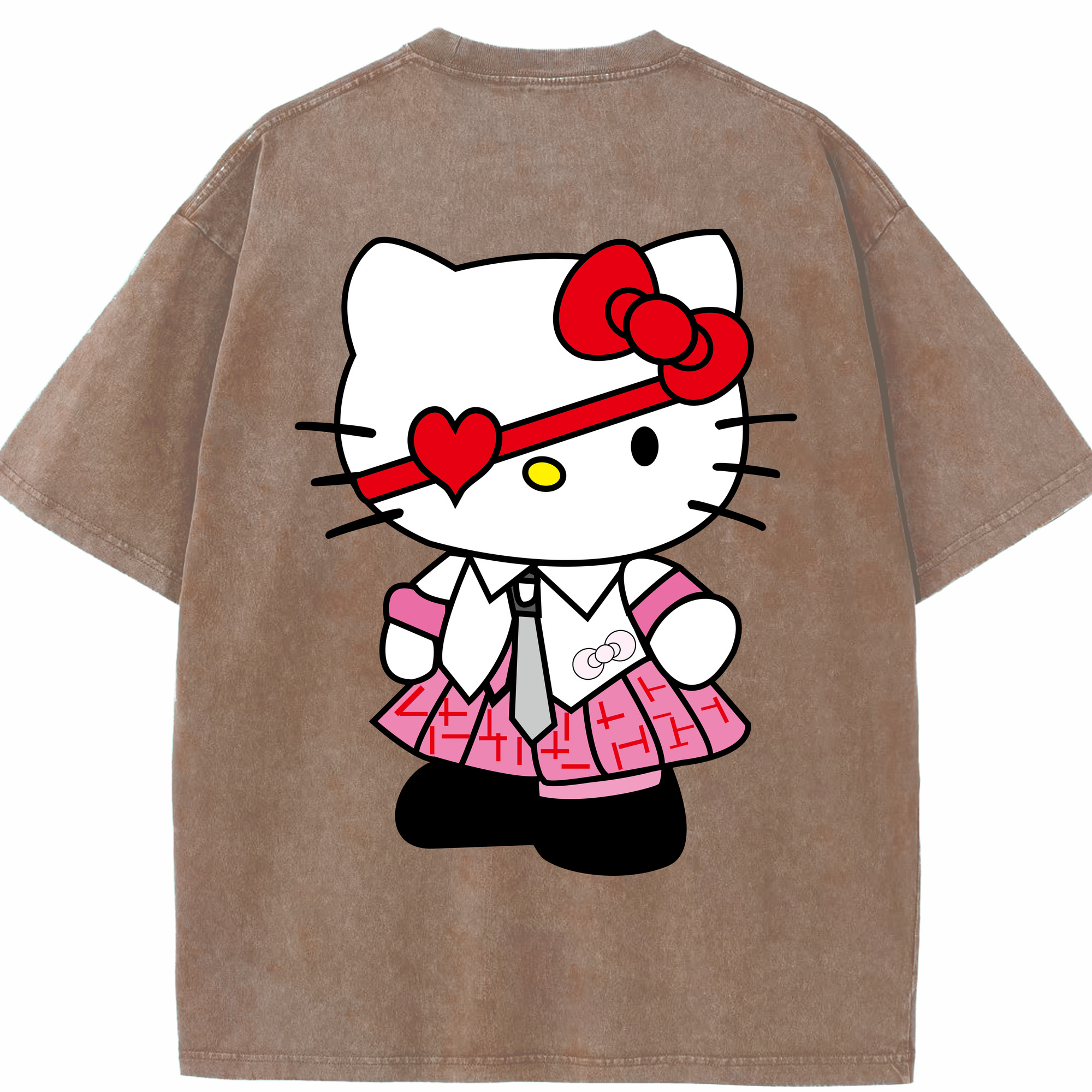 （画像用） Hello Kitty ハローキティ 綿100% ヴィンテージ風 半袖Tシャツ（背面プリント）