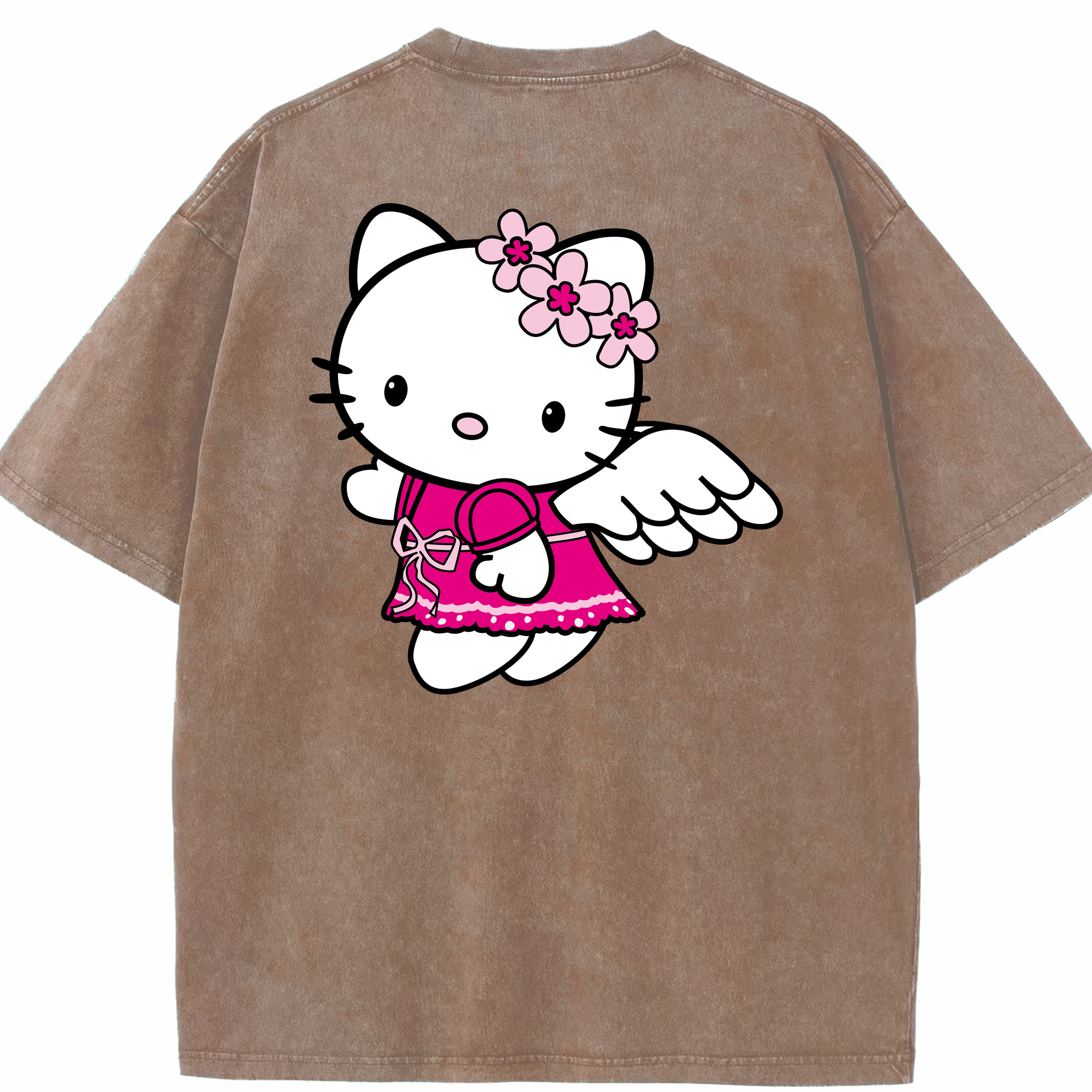 （画像用） Hello Kitty ハローキティ 綿100% ヴィンテージ風 半袖Tシャツ（背面プリント）