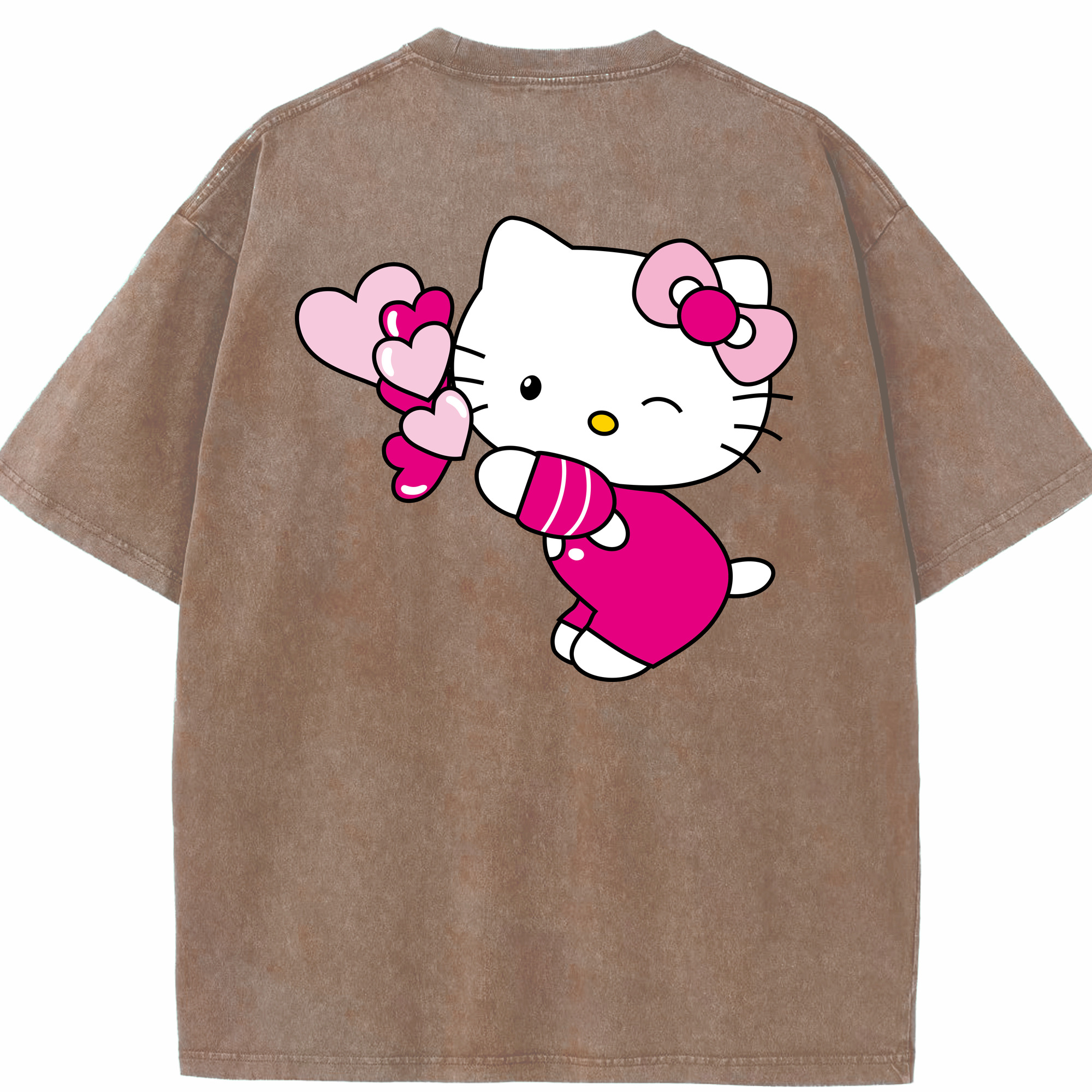（画像用） Hello Kitty ハローキティ 綿100% ヴィンテージ風 半袖Tシャツ（背面プリント）