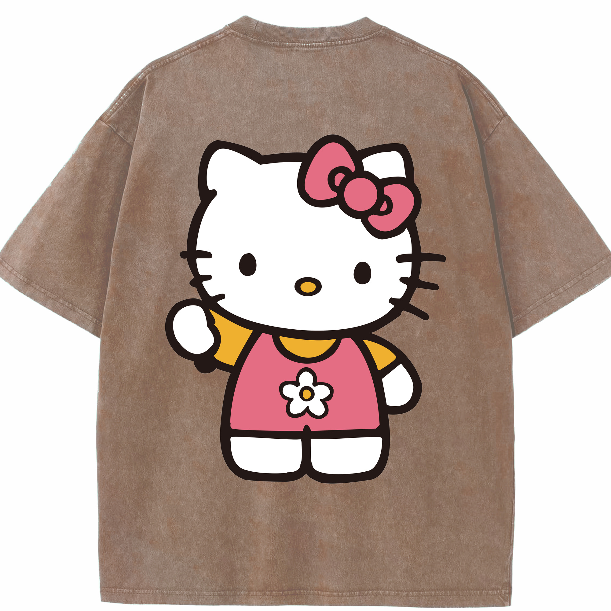 （画像用） Hello Kitty ハローキティ 綿100% ヴィンテージ風 半袖Tシャツ（背面プリント）